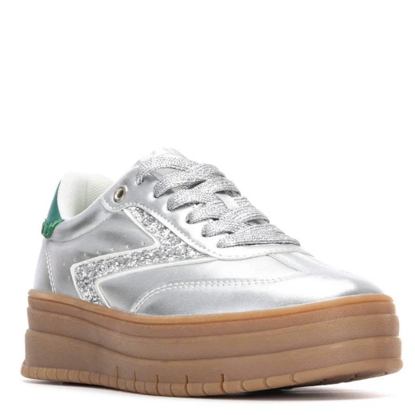 Teddy Smith Silver & Green Elevated Gum Sole Sneakers - Image 2