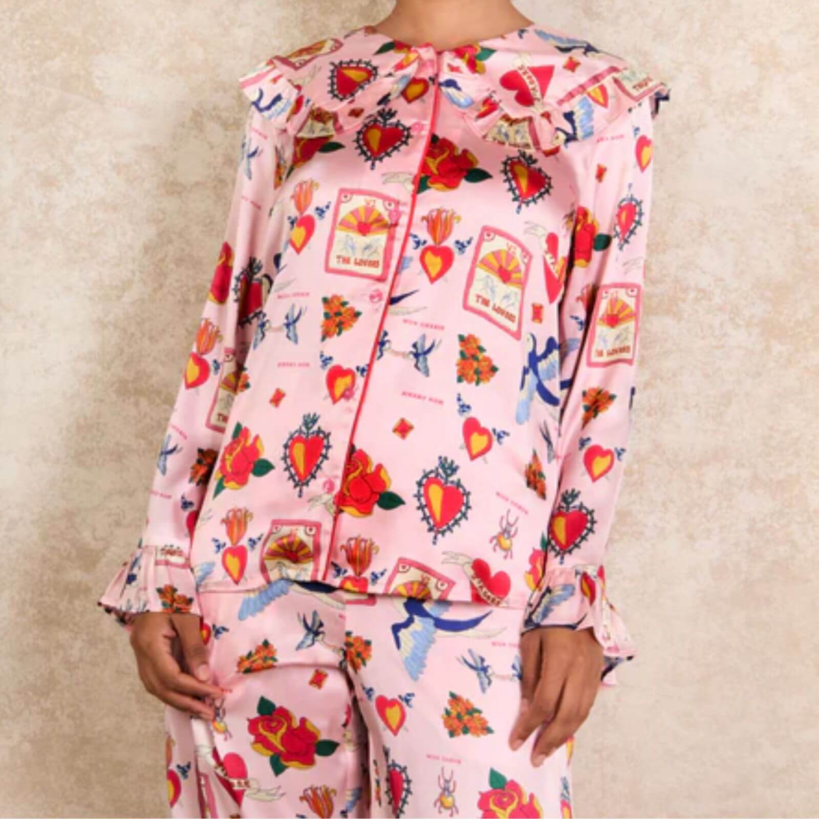Their Nibs Satin Frill Pyjamas - Pink Mon Coeur - Image 3