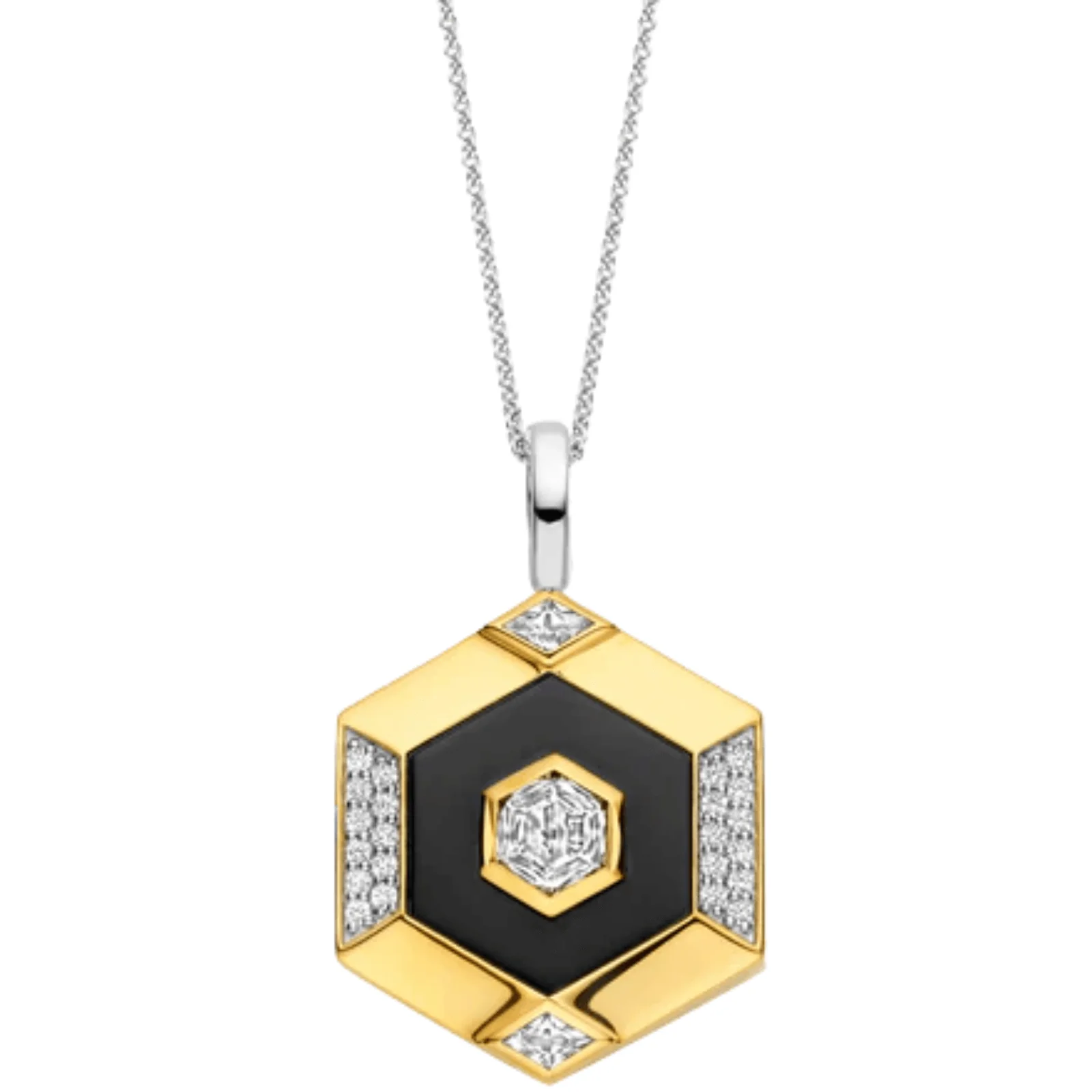 Ti Sento Black, Gold & Silver Pendant Necklace
