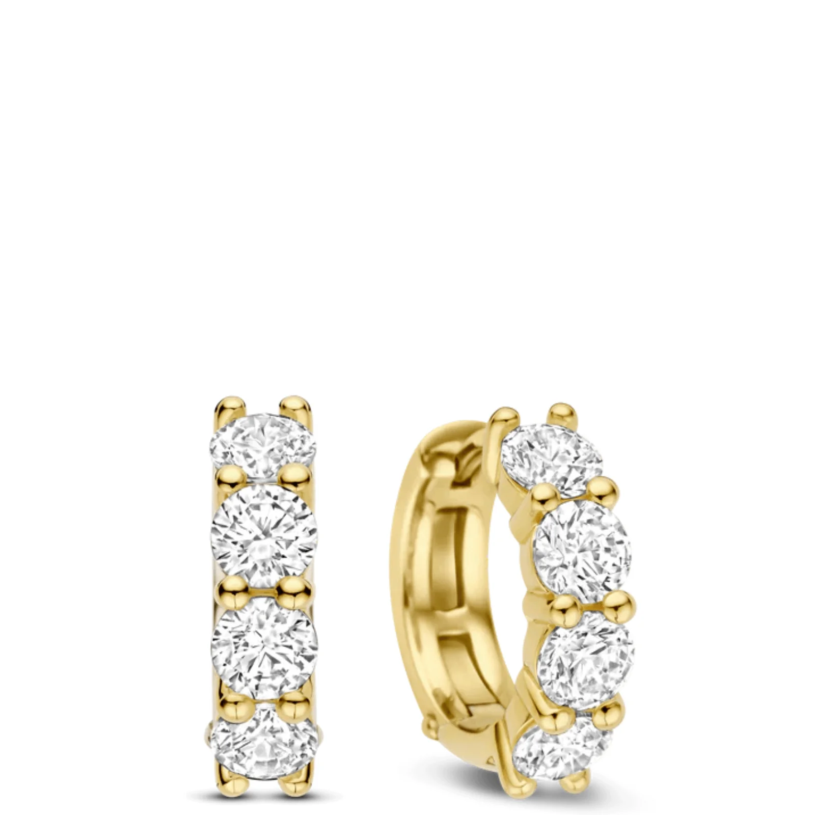 Ti Sento Crystal Gold Huggie Hoop Earrings