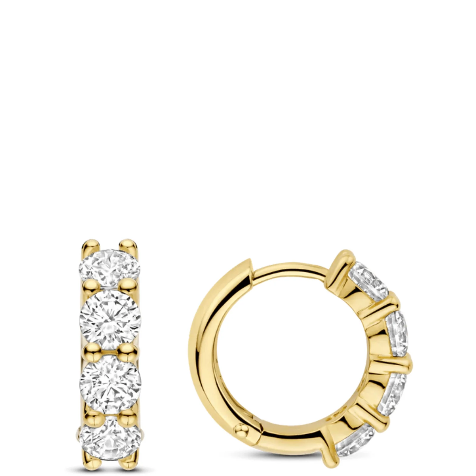 Ti Sento Crystal Gold Huggie Hoop Earrings - Image 2