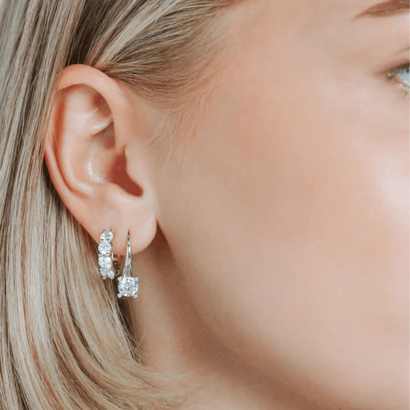 Ti Sento Crystal Gold Huggie Hoop Earrings - Image 3