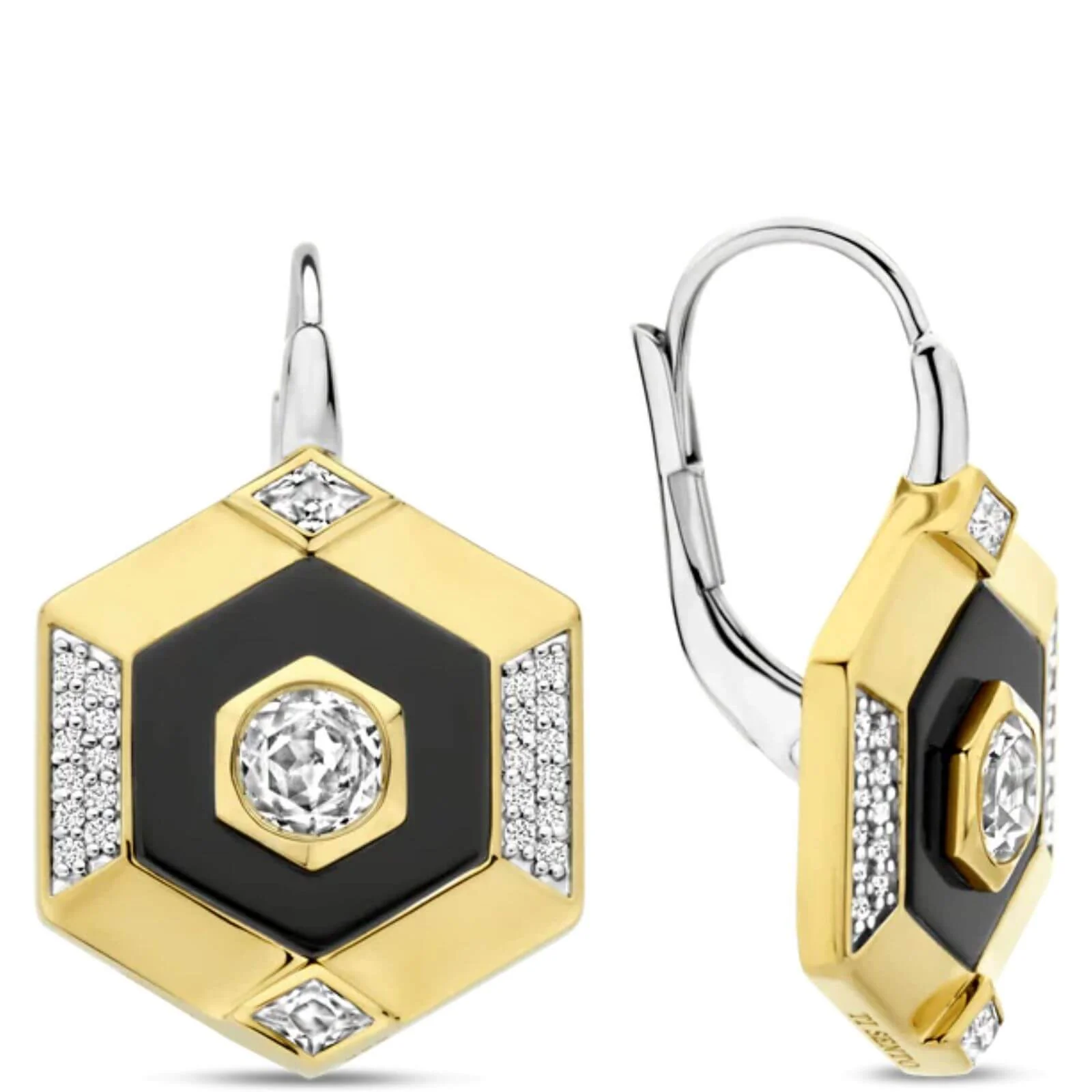 Ti Sento Gold & Black Drop Earrings