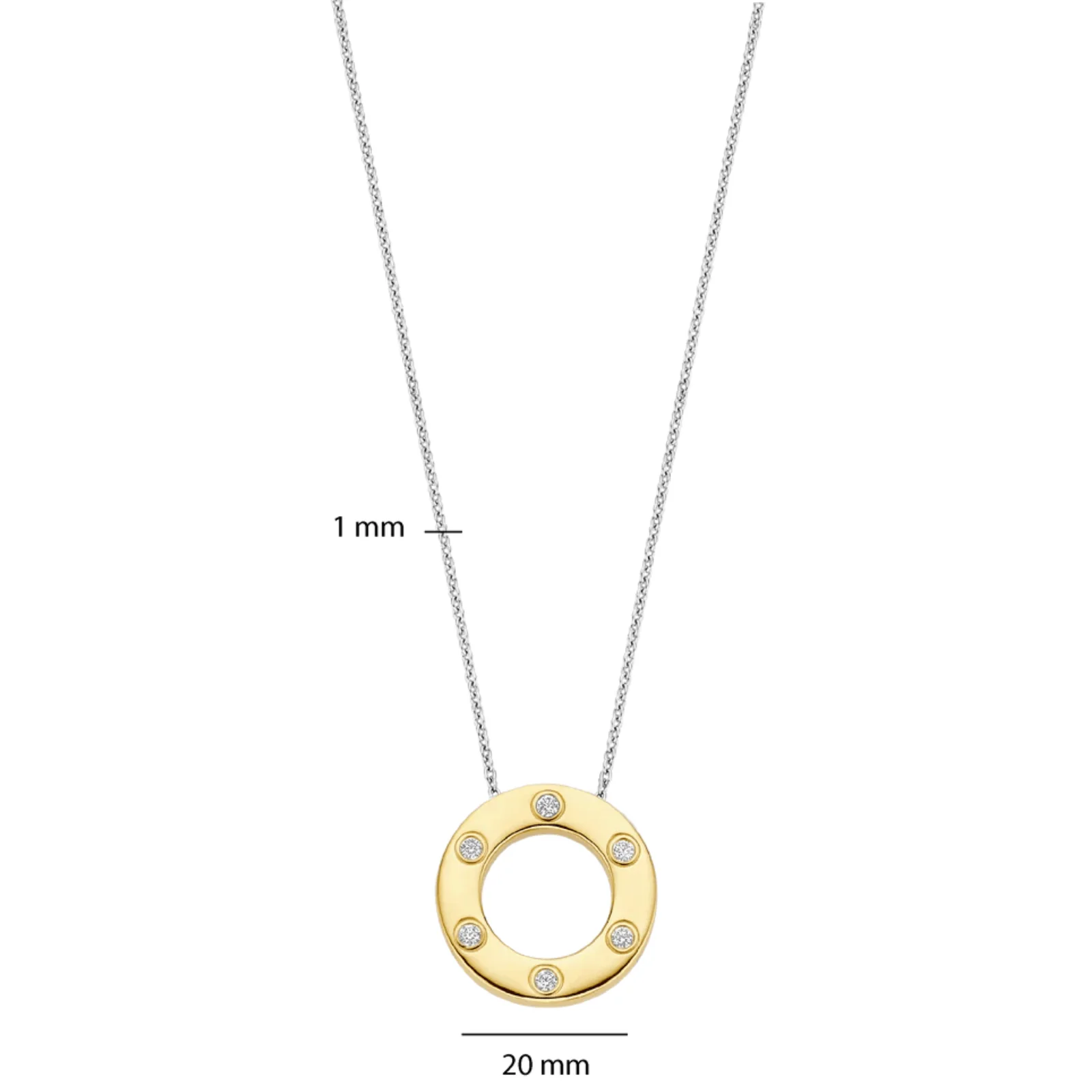 Ti Sento Gold & Silver Circle Pendant Necklace - Image 2
