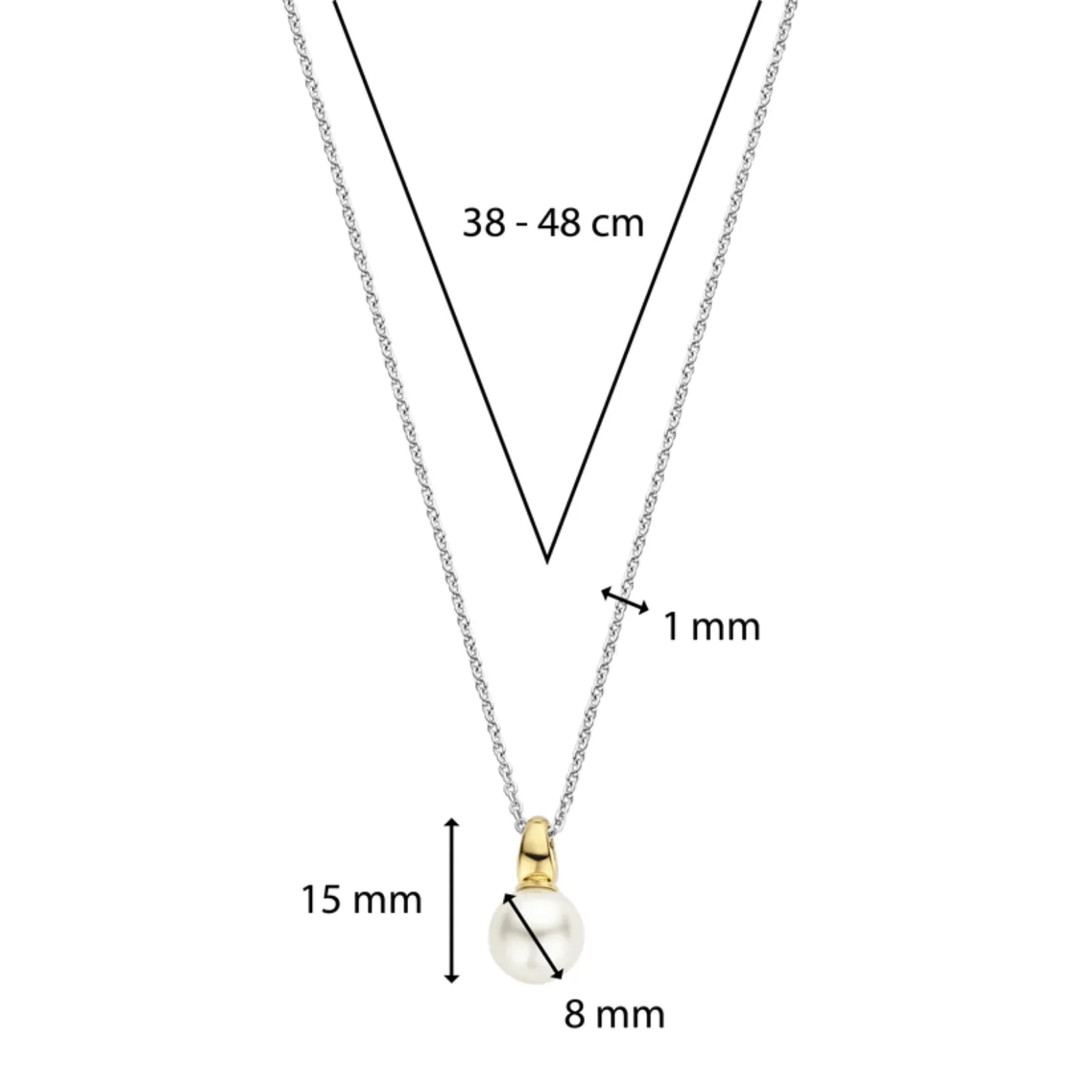 Ti Sento Gold & Silver Classic Pearl Necklace - Image 2