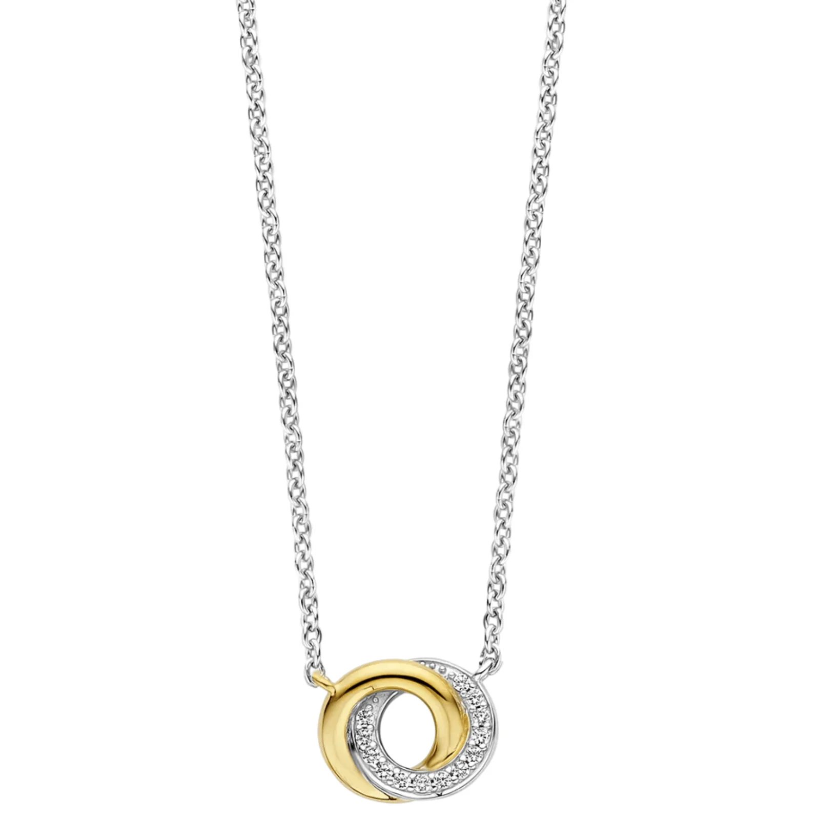 Ti Sento Gold & Silver Entwined Circles Pendant & Chain Necklace