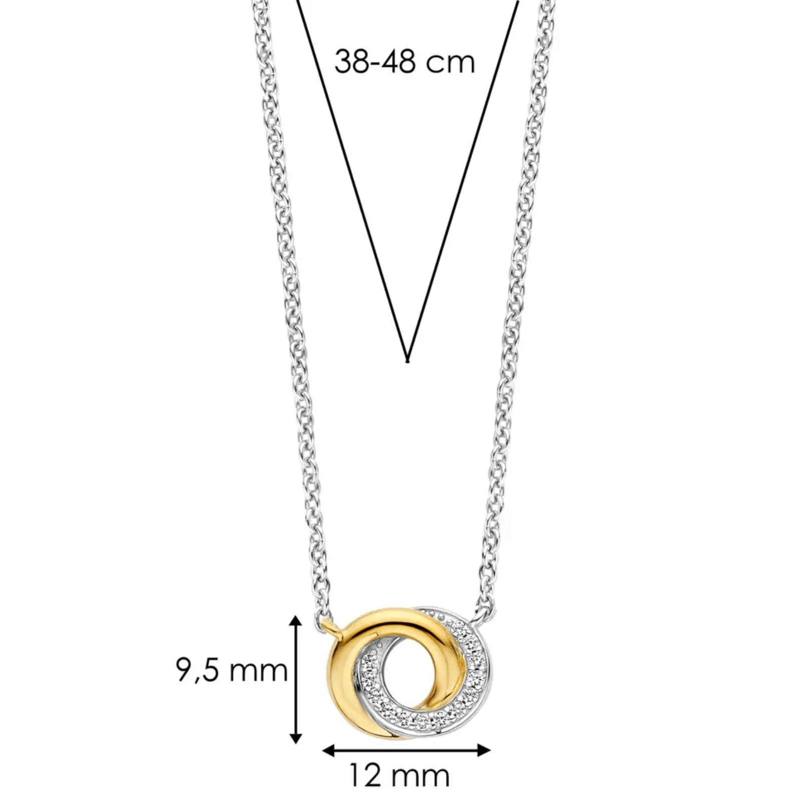 Ti Sento Gold & Silver Entwined Circles Pendant & Chain Necklace - Image 3