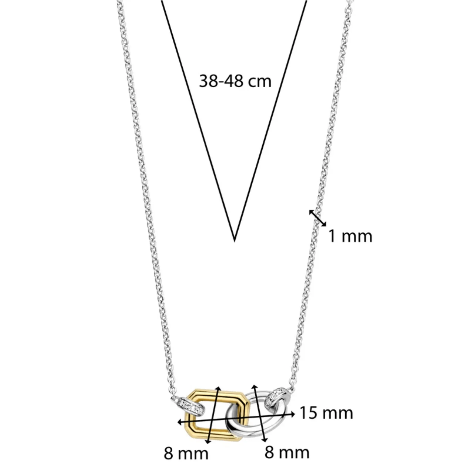 Ti Sento Gold & Silver Linked Necklace - Image 3