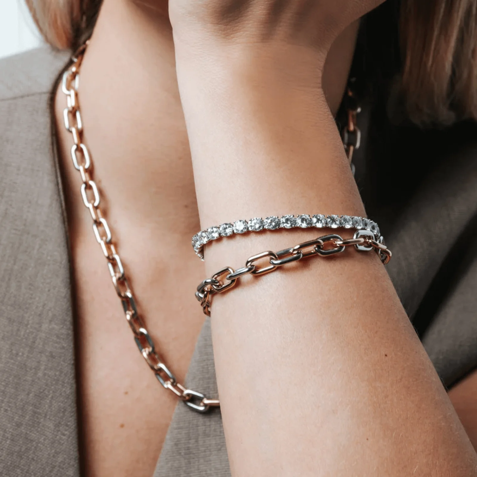 Ti Sento Gold & Silver Oval Link Bracelet - Image 2