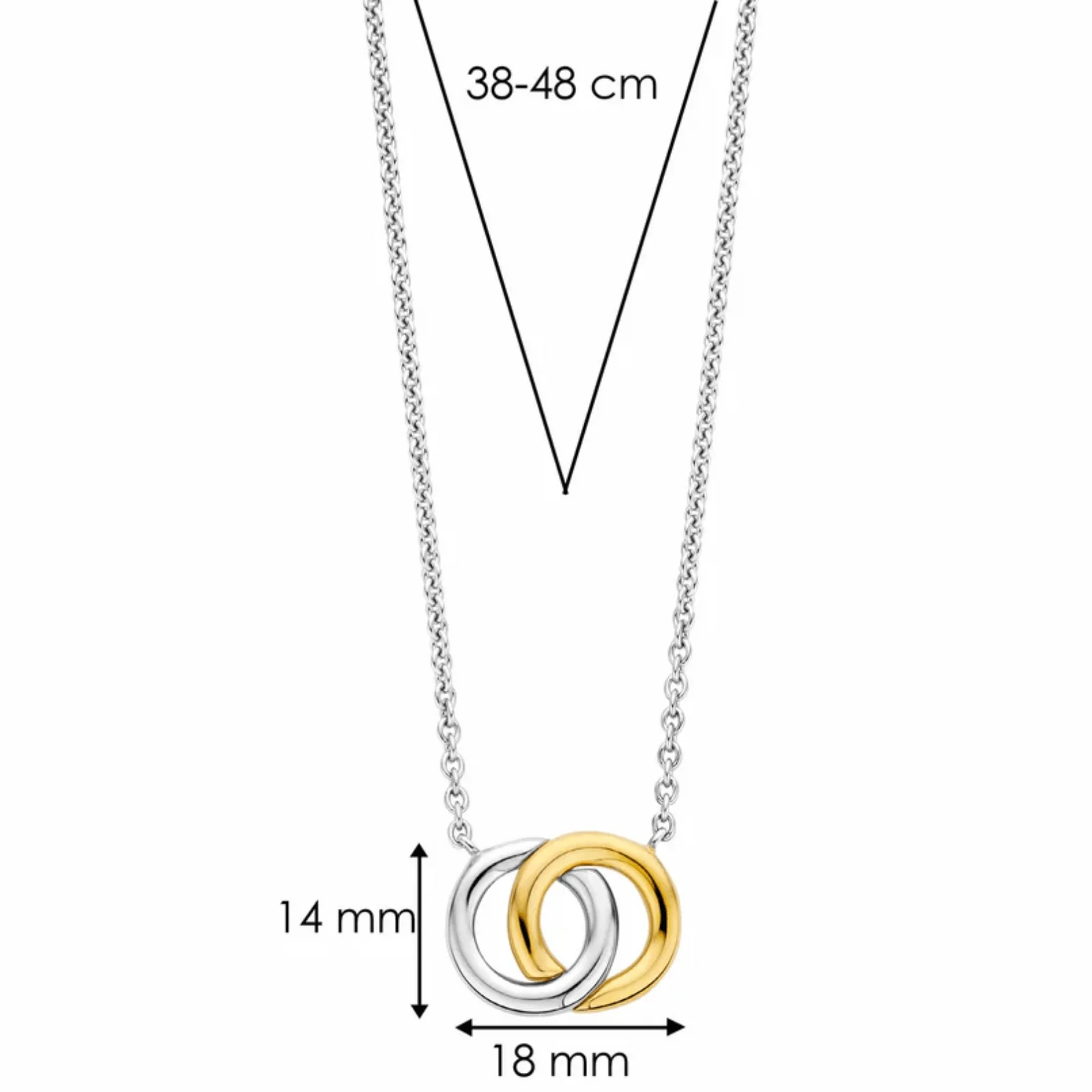 Ti Sento Gold & Silver Plain Circles Linked Necklace - Image 2