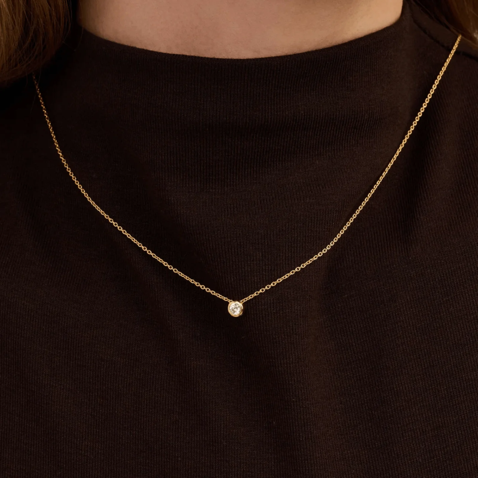 Ti Sento Gold Single Solitaire Necklace - Image 4