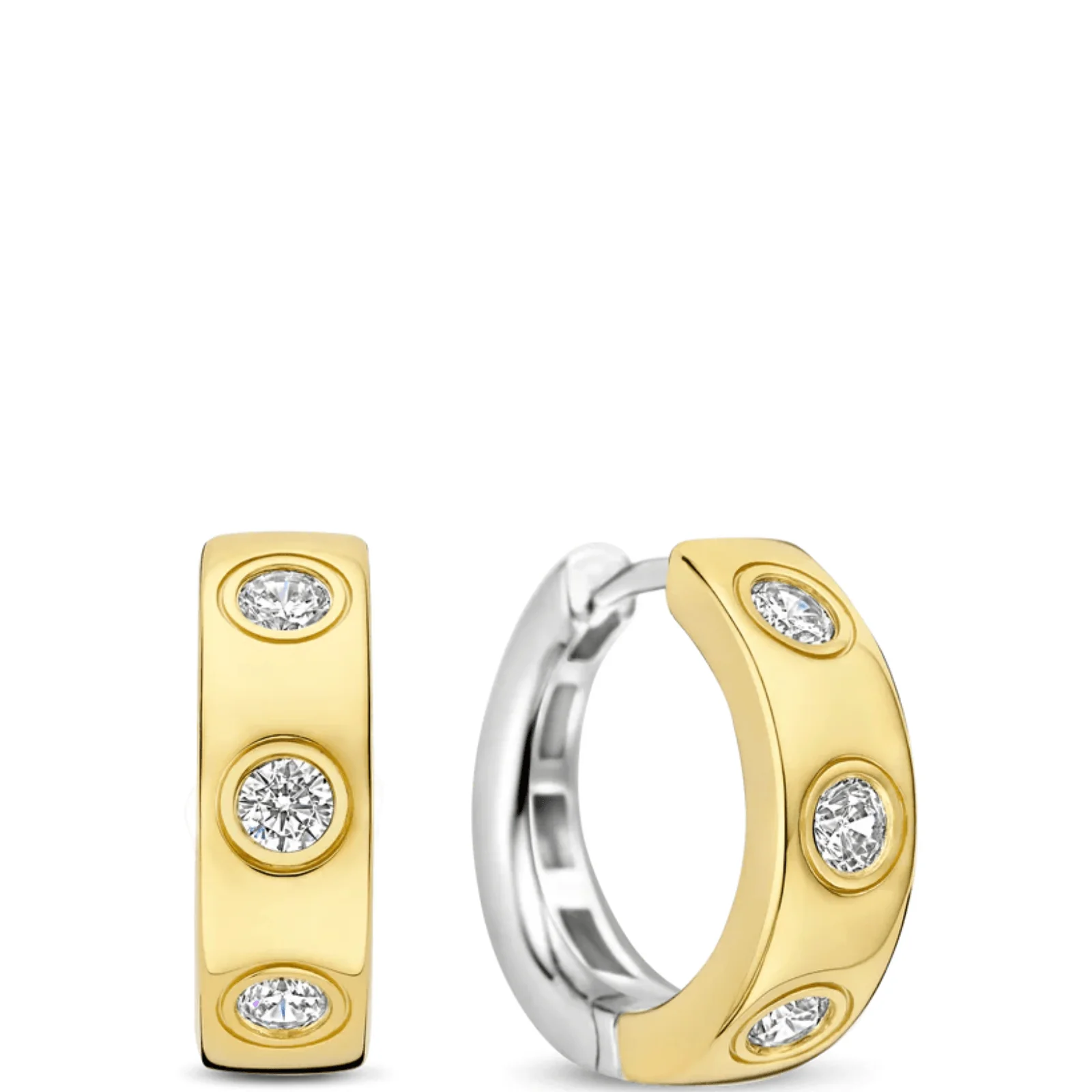 Ti Sento Gold Wide Huggie Hoop Earrings