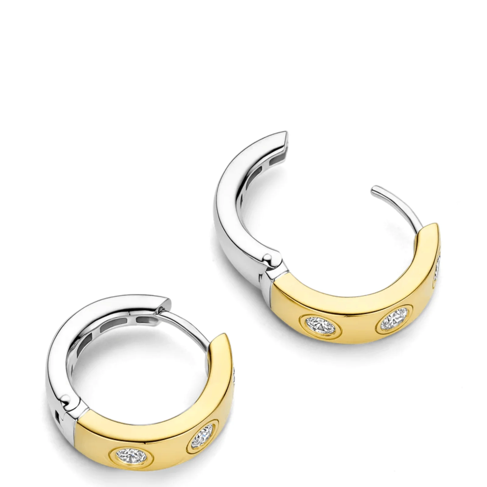 Ti Sento Gold Wide Huggie Hoop Earrings - Image 2