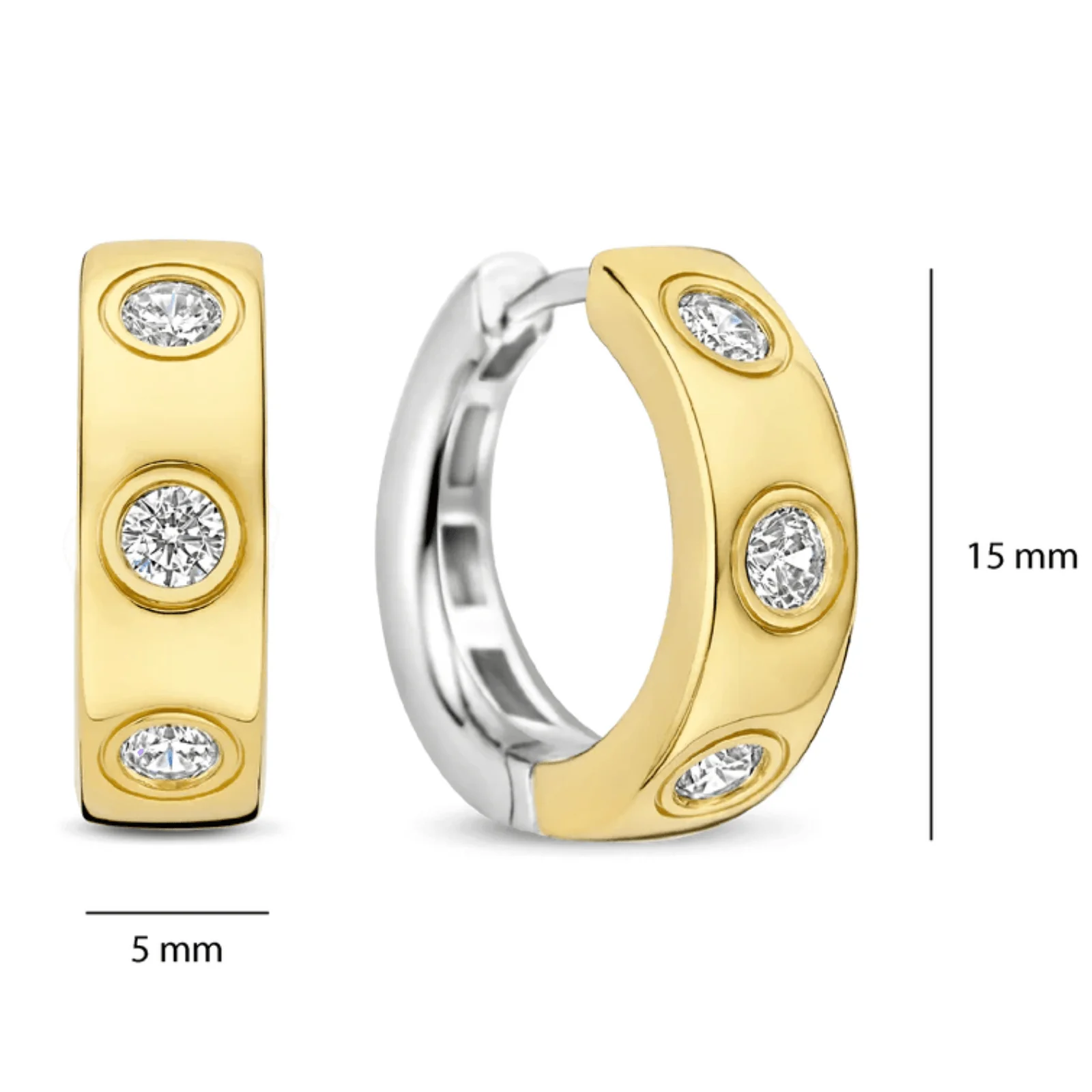 Ti Sento Gold Wide Huggie Hoop Earrings - Image 3