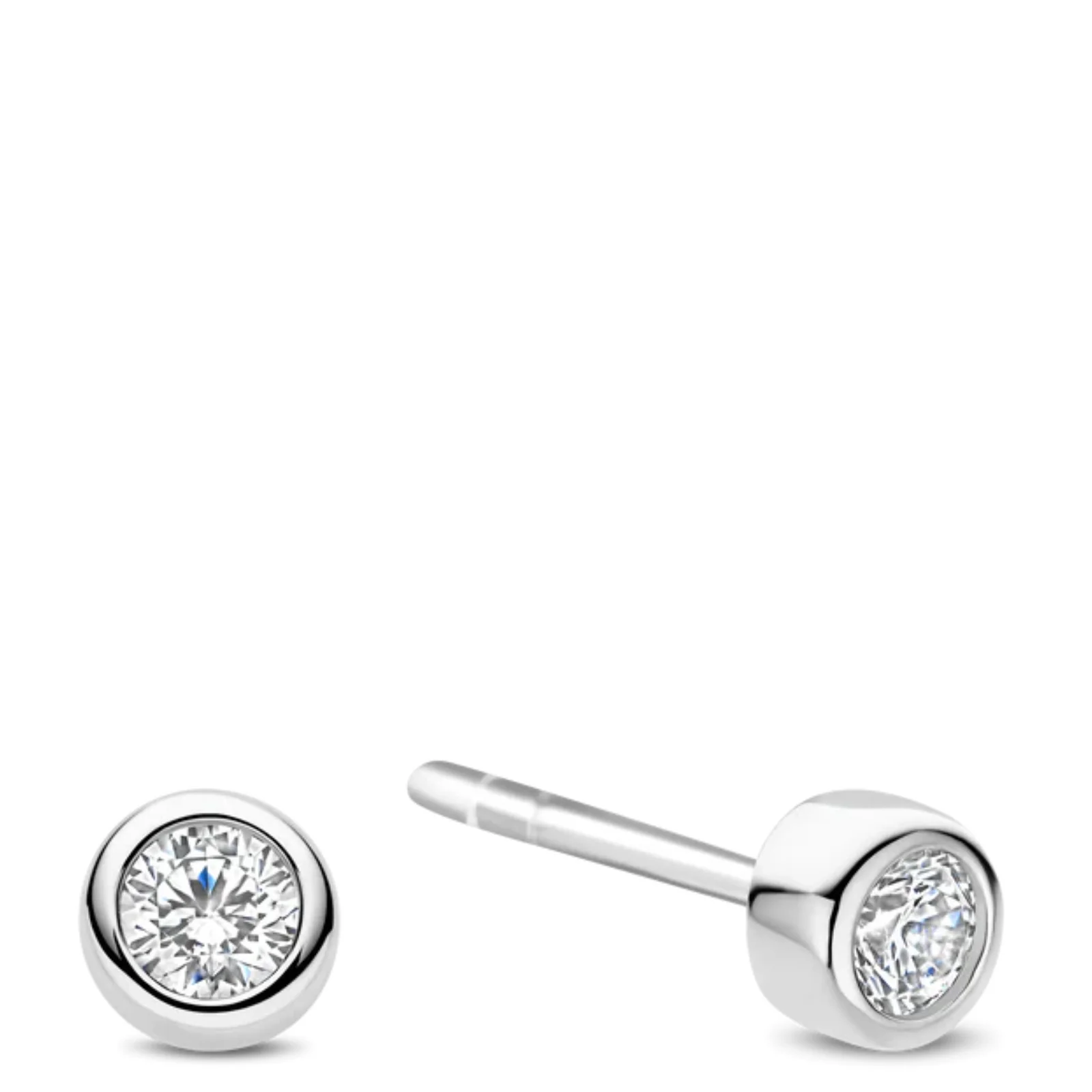 Ti Sento Silver Classic Zirconia Round Stud Earrings