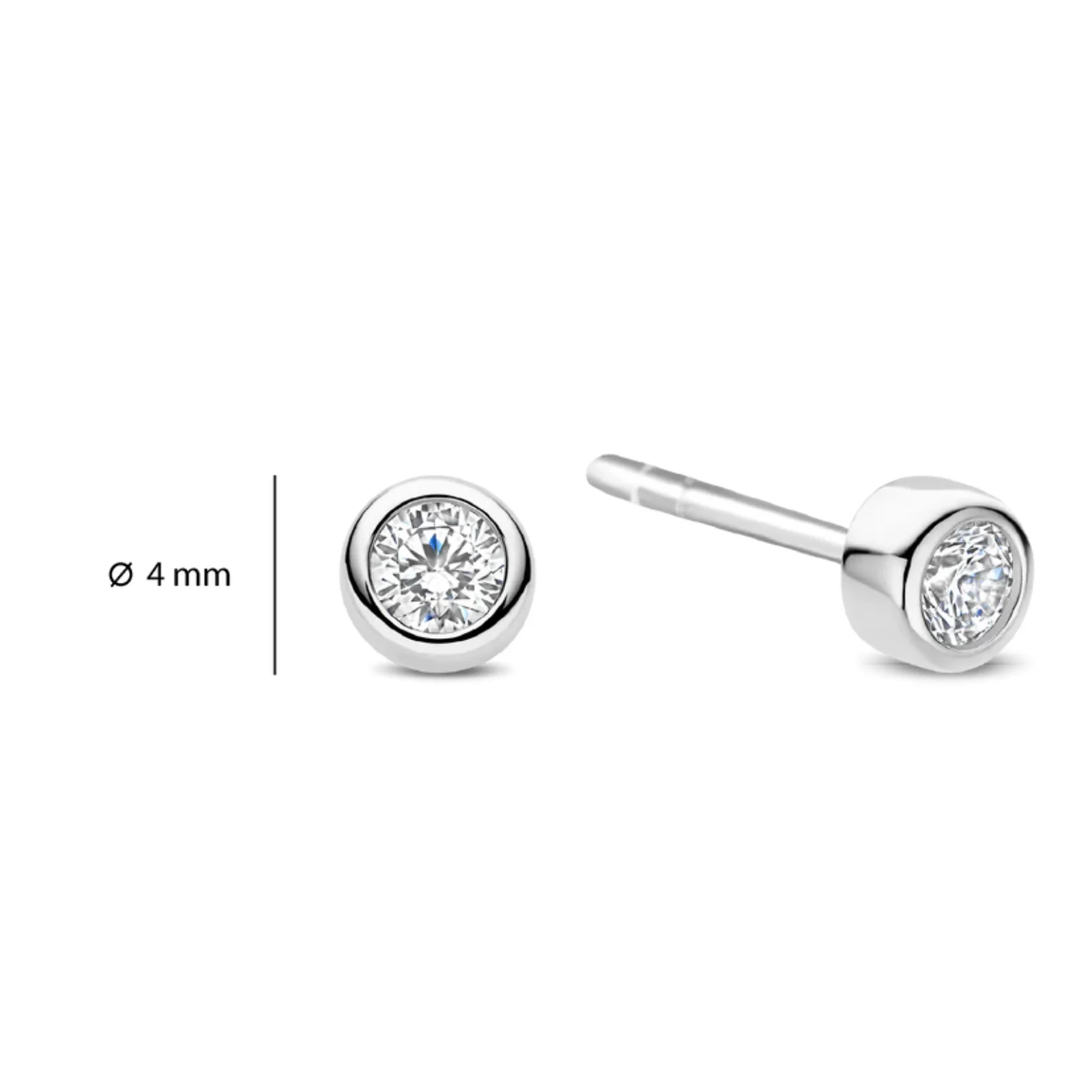 Ti Sento Silver Classic Zirconia Round Stud Earrings - Image 2