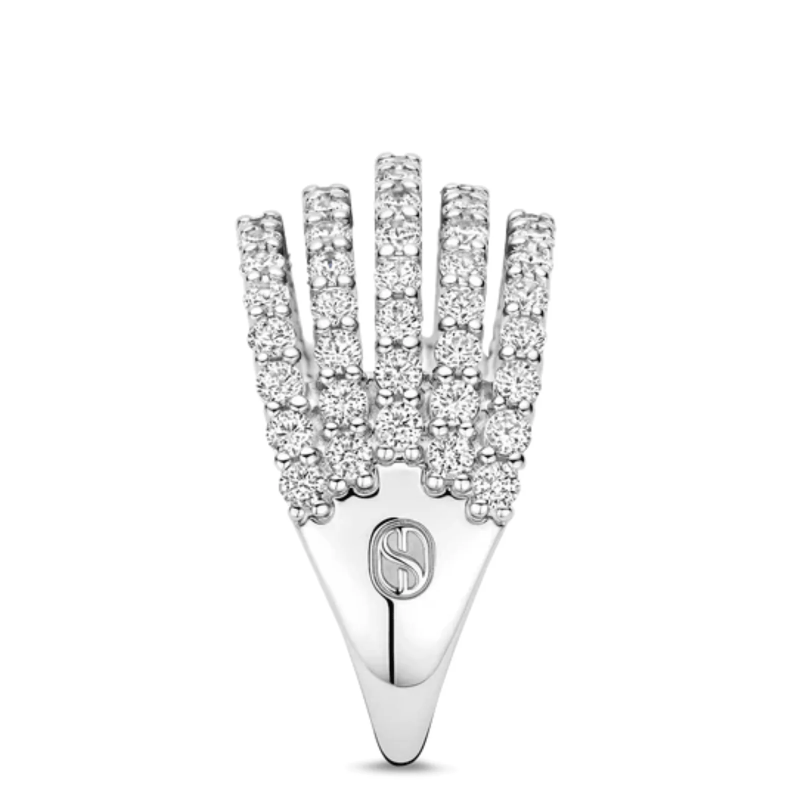 Ti Sento Silver Crystal Statement Ring - Image 2