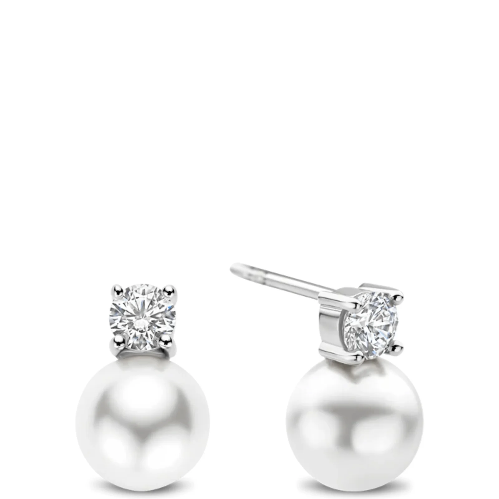 Ti Sento Silver Large Pearl Stud Earrings