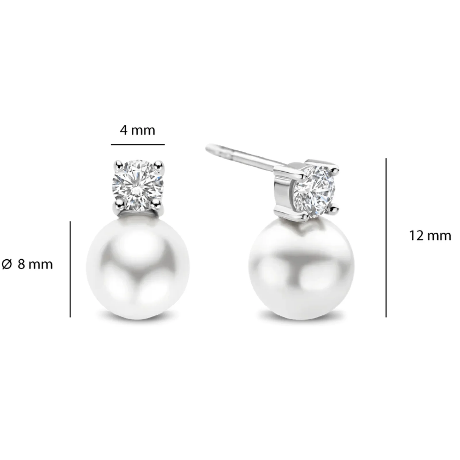 Ti Sento Silver Large Pearl Stud Earrings - Image 2