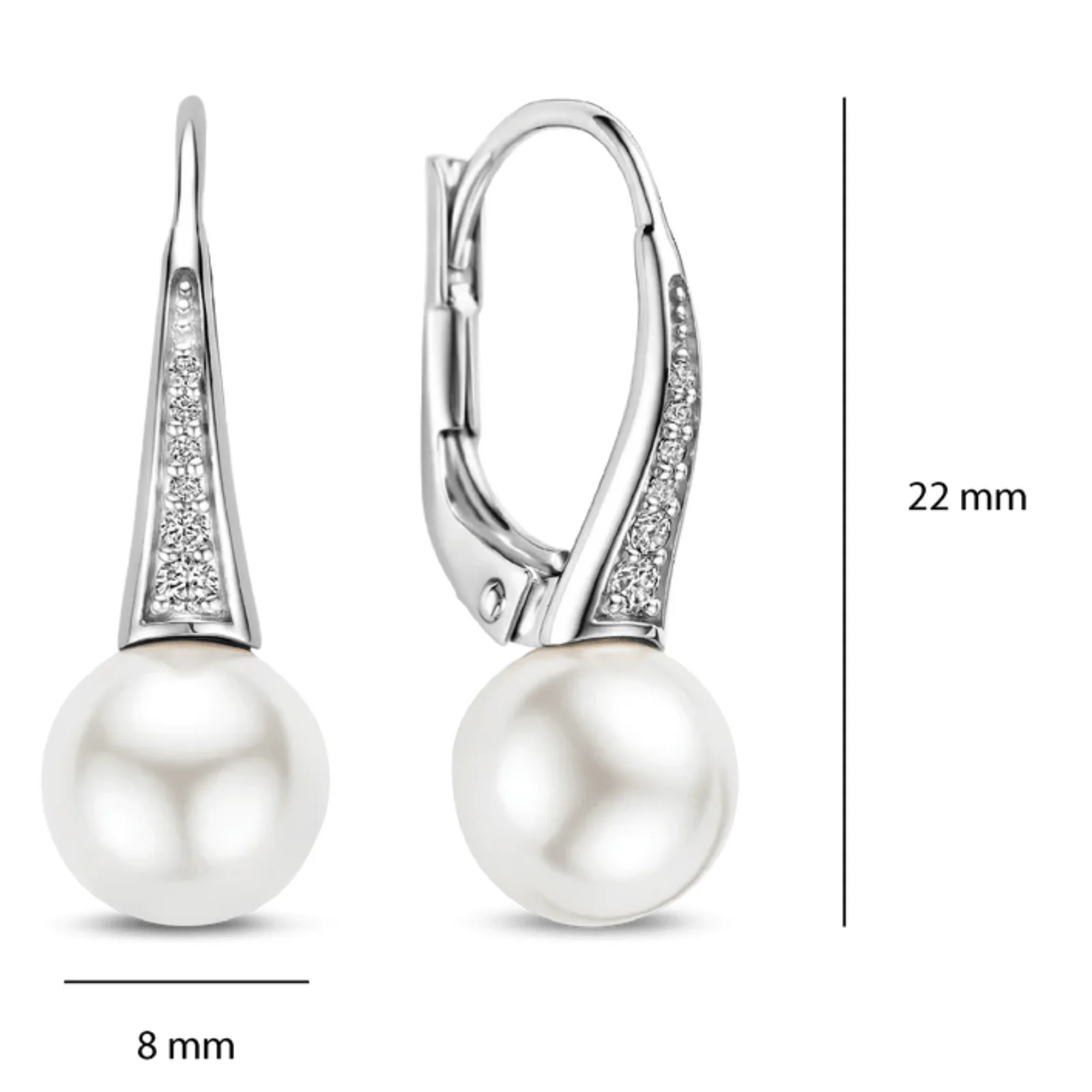 Ti Sento Silver Pearl Drop Earrings - Image 2