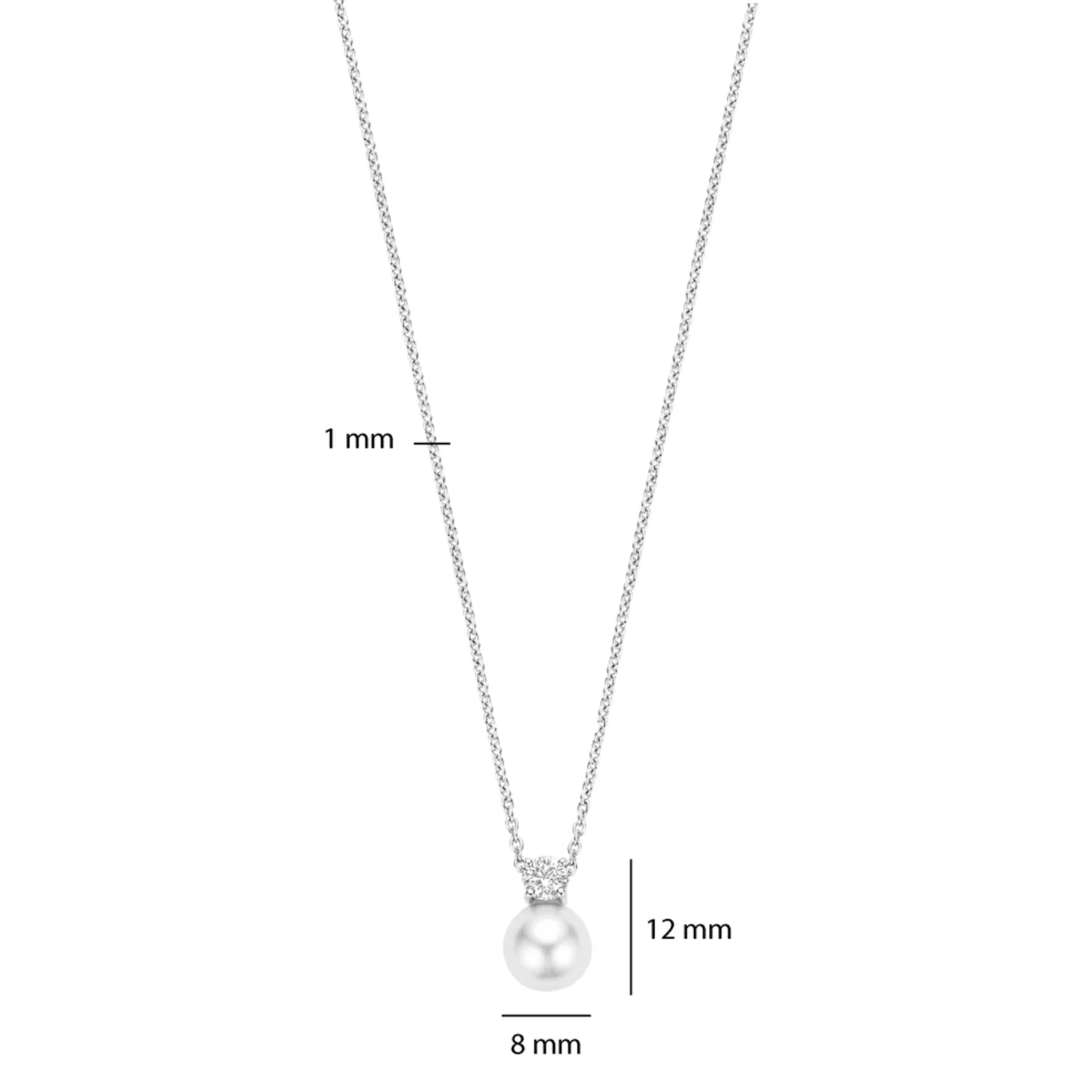 Ti Sento Silver Pearl Pendant Necklace - Image 2