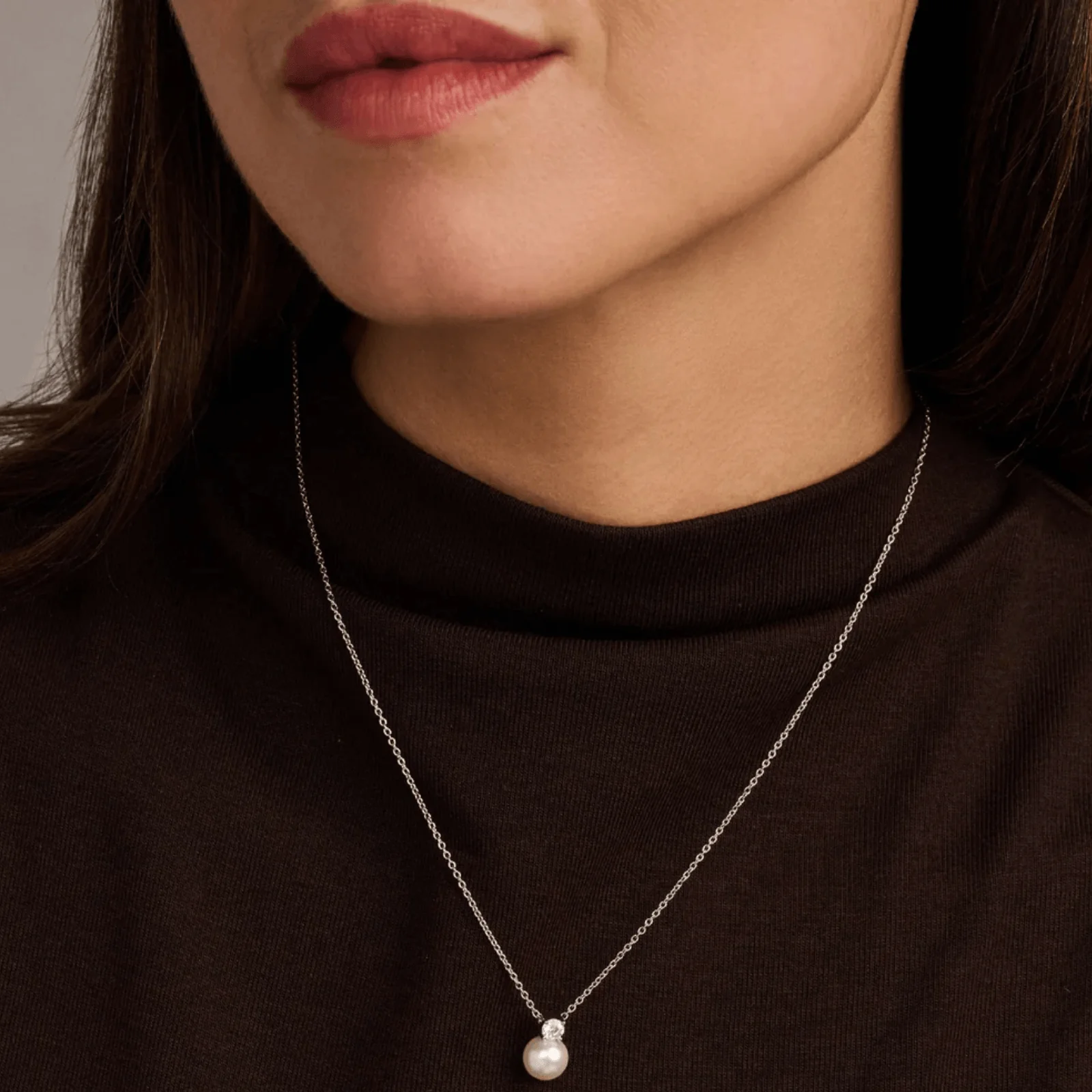 Ti Sento Silver Pearl Pendant Necklace - Image 3