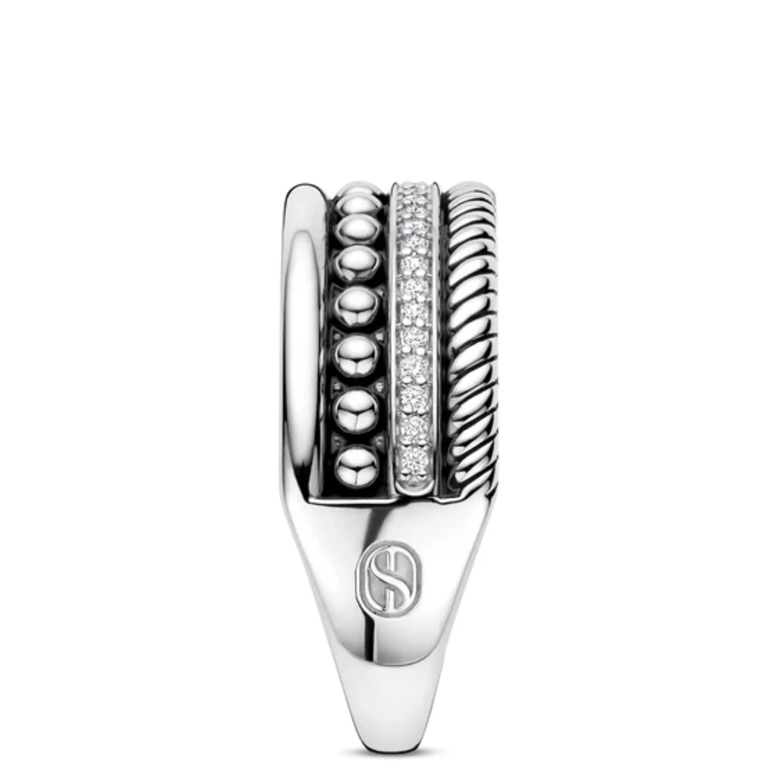 Ti Sento Silver Textured Statement Ring - Image 2