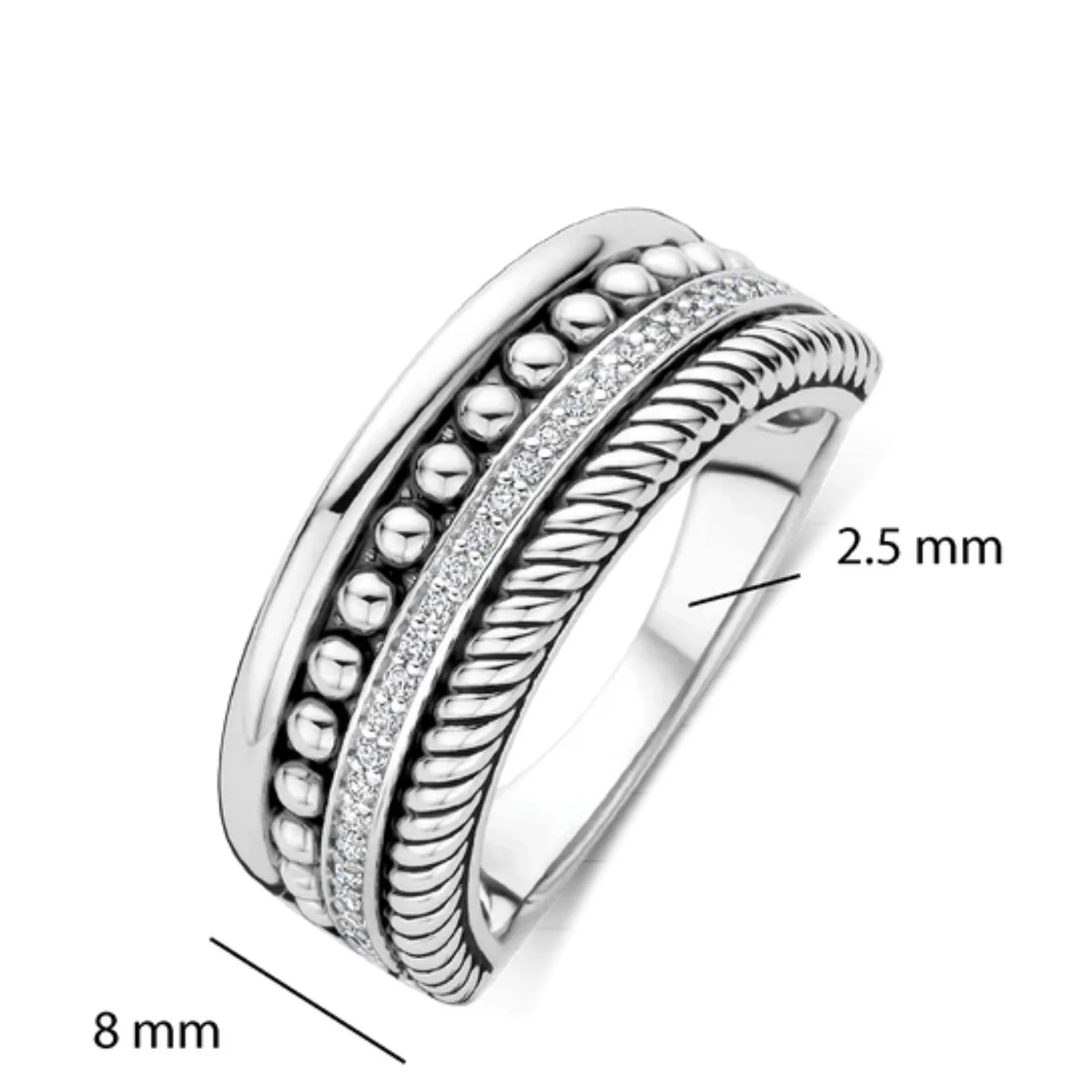 Ti Sento Silver Textured Statement Ring - Image 3
