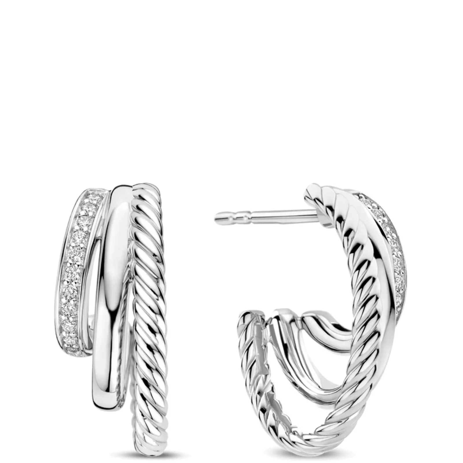 Ti Sento Silver Triple Hoop Earrings