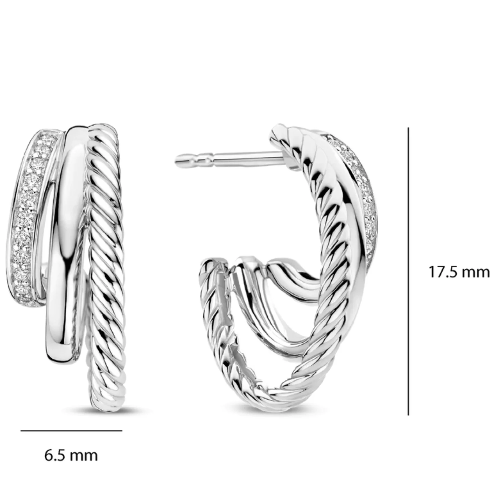 Ti Sento Silver Triple Hoop Earrings - Image 2