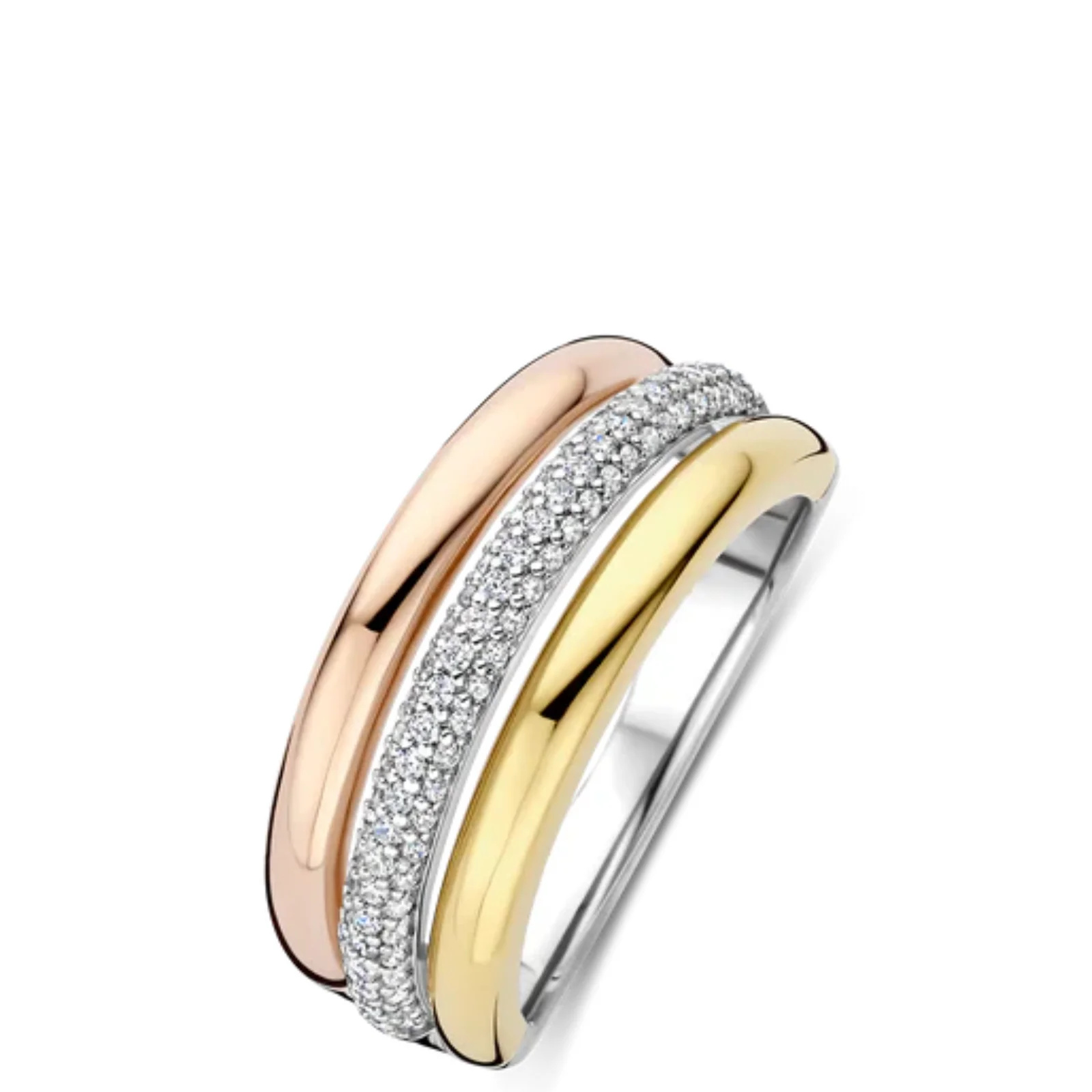 Ti Sento Three Tone Chunky Ring