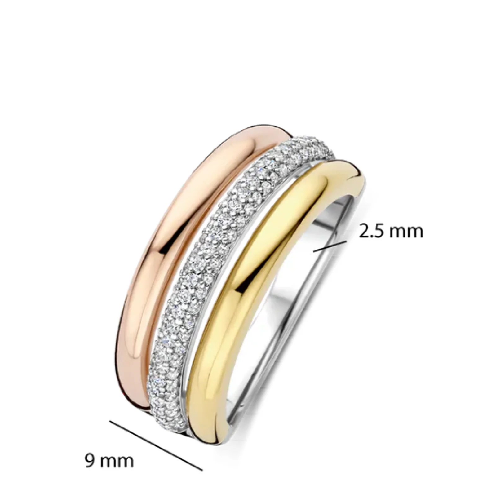 Ti Sento Three Tone Chunky Ring - Image 3