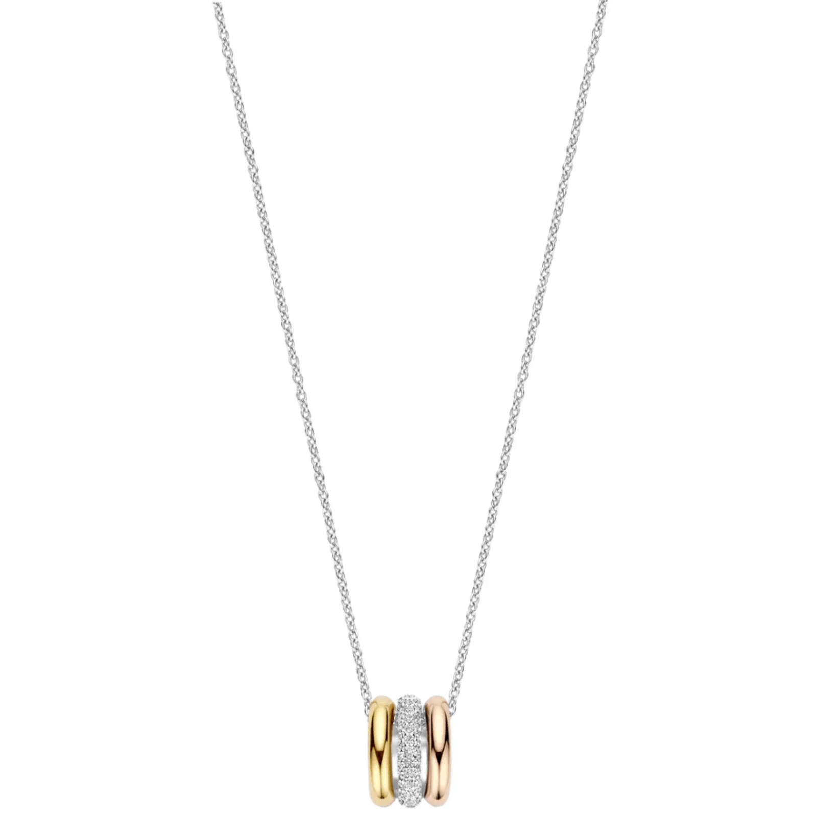 Ti Sento Three Tone Pendant Necklace