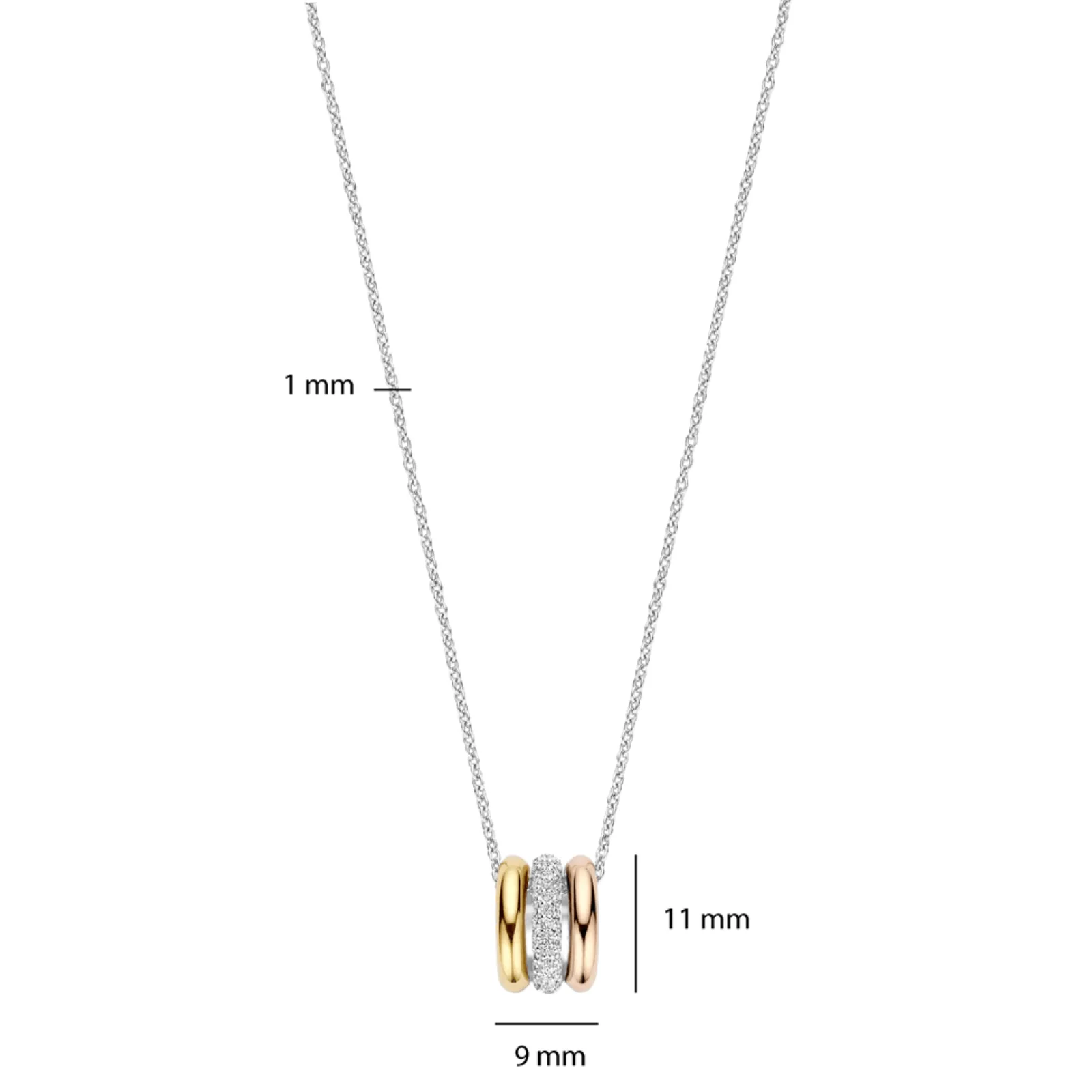 Ti Sento Three Tone Pendant Necklace - Image 3