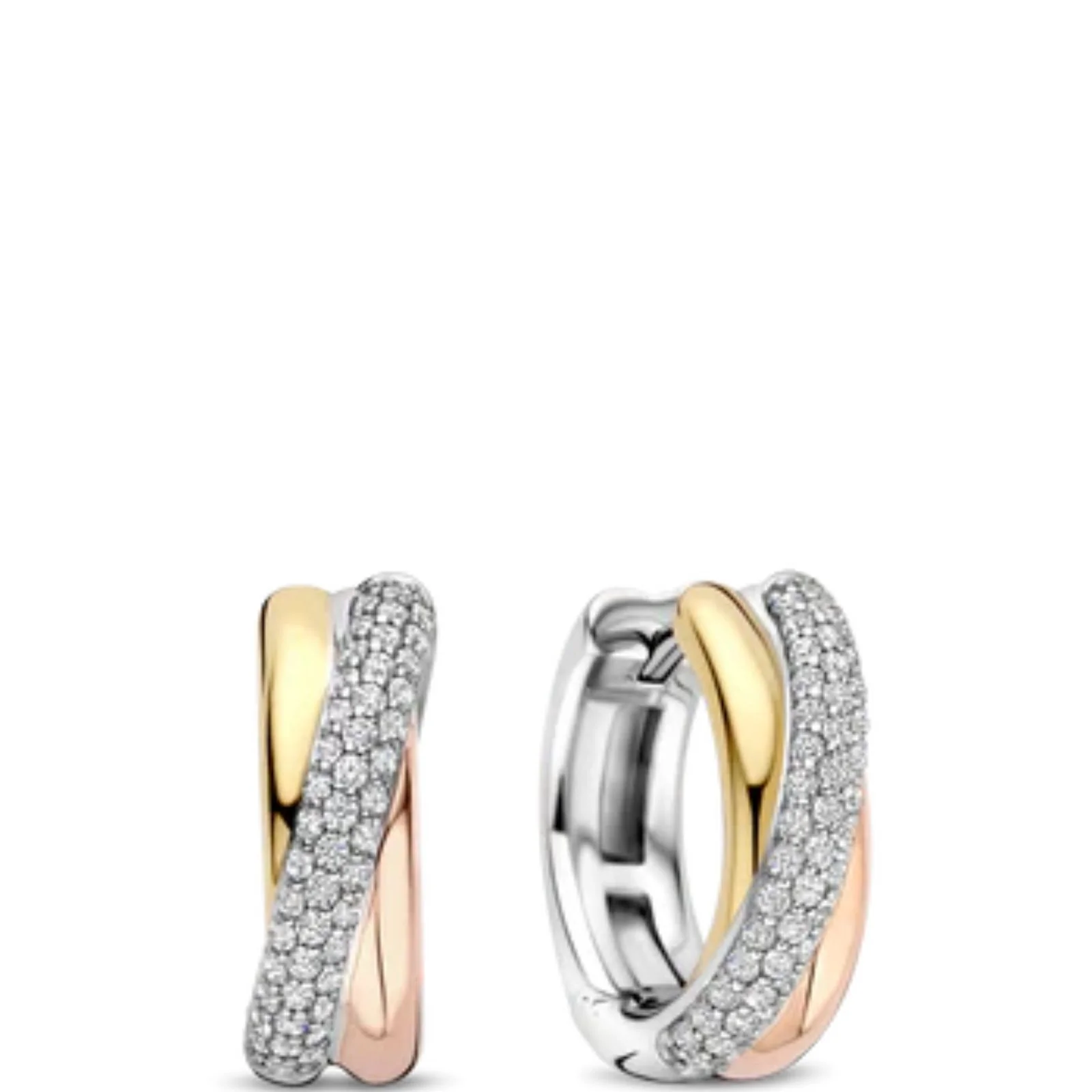 Ti Sento Three Tone Small Hoop Earrings