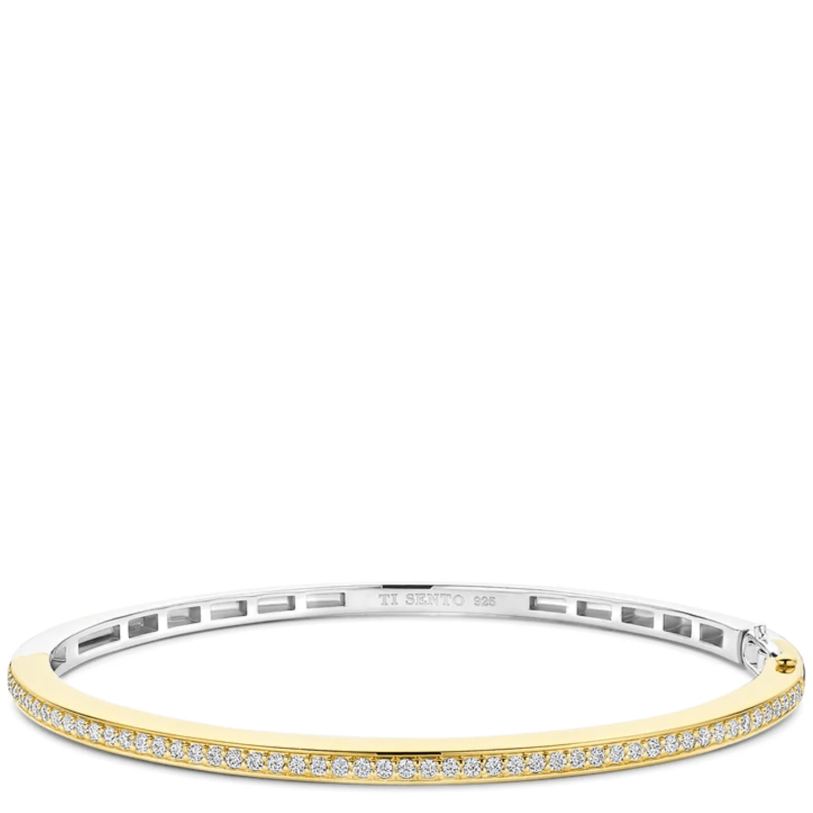 Ti Sento Two Tone Fine Hinged Bangle
