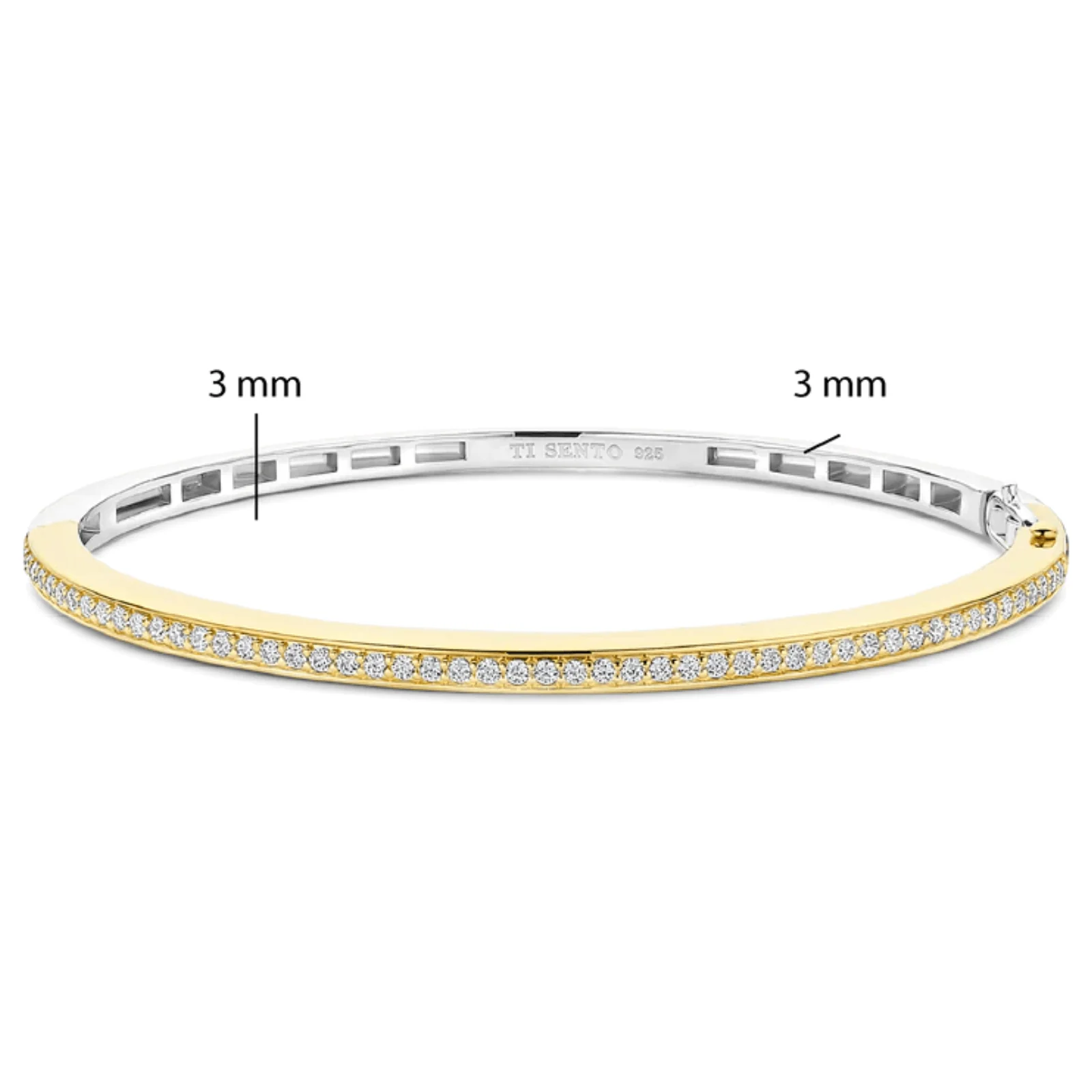 Ti Sento Two Tone Fine Hinged Bangle - Image 4