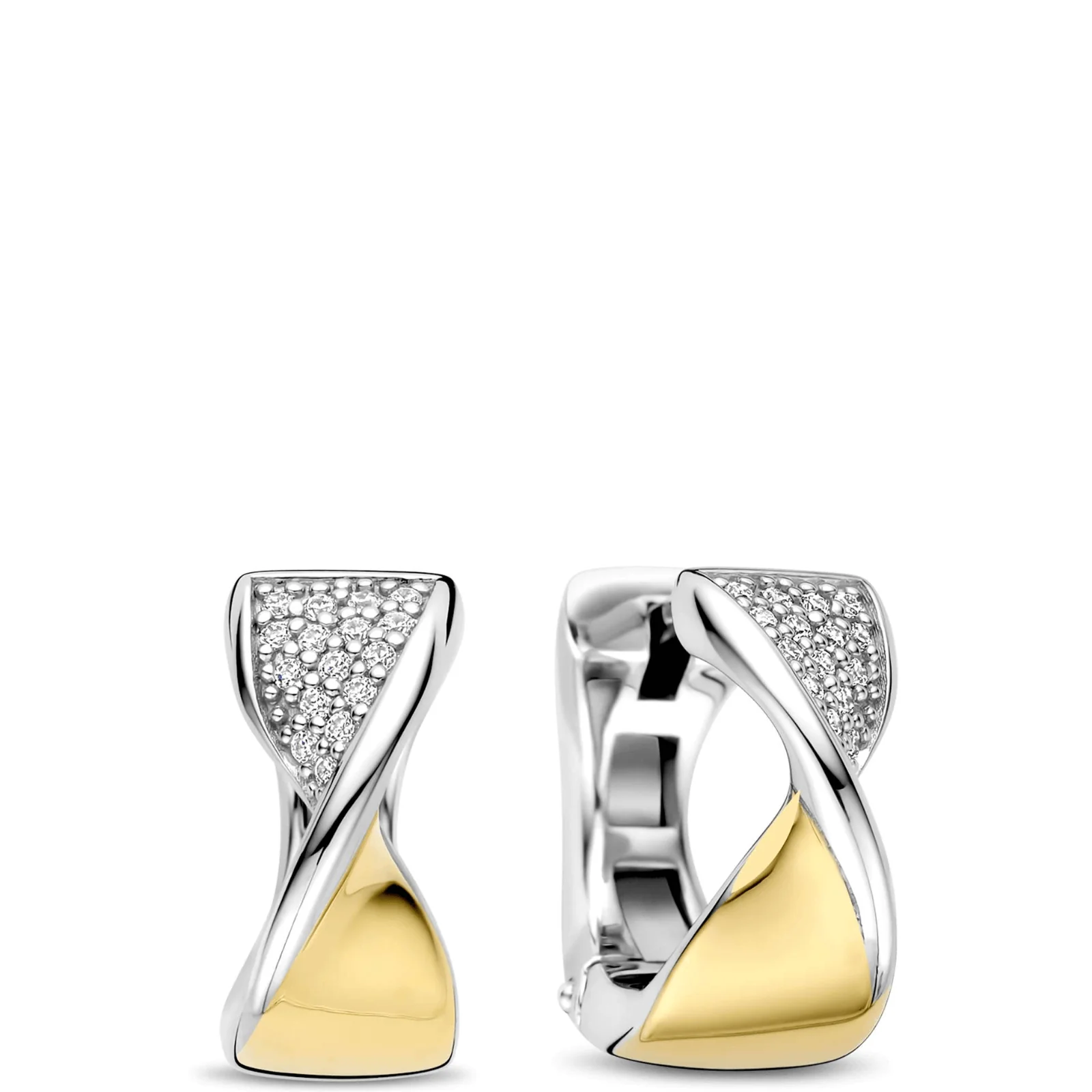 Ti Sento Two Tone Fold Small Hoop Earrings