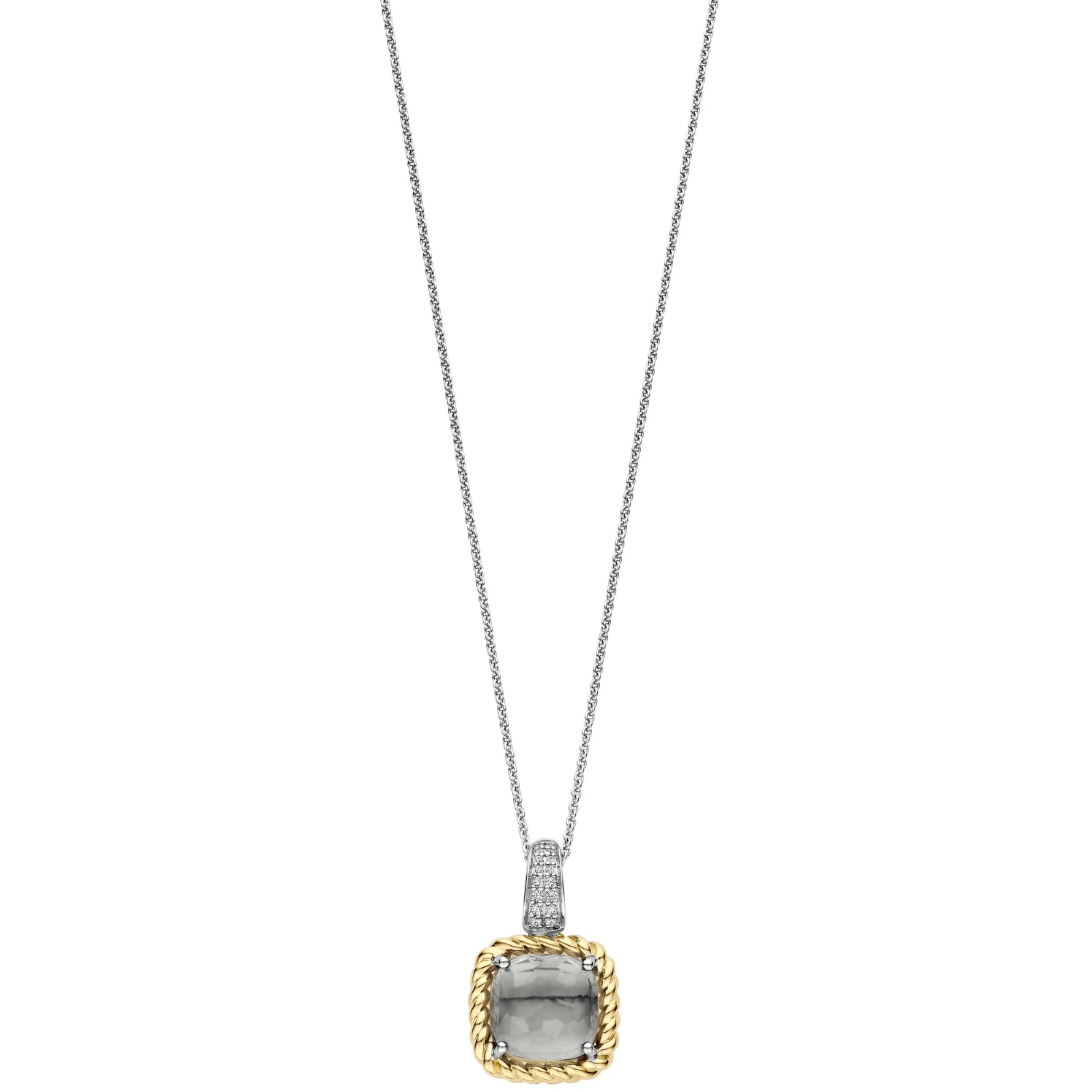 Ti Sento Two Tone Grey Crystal Pendant Necklace