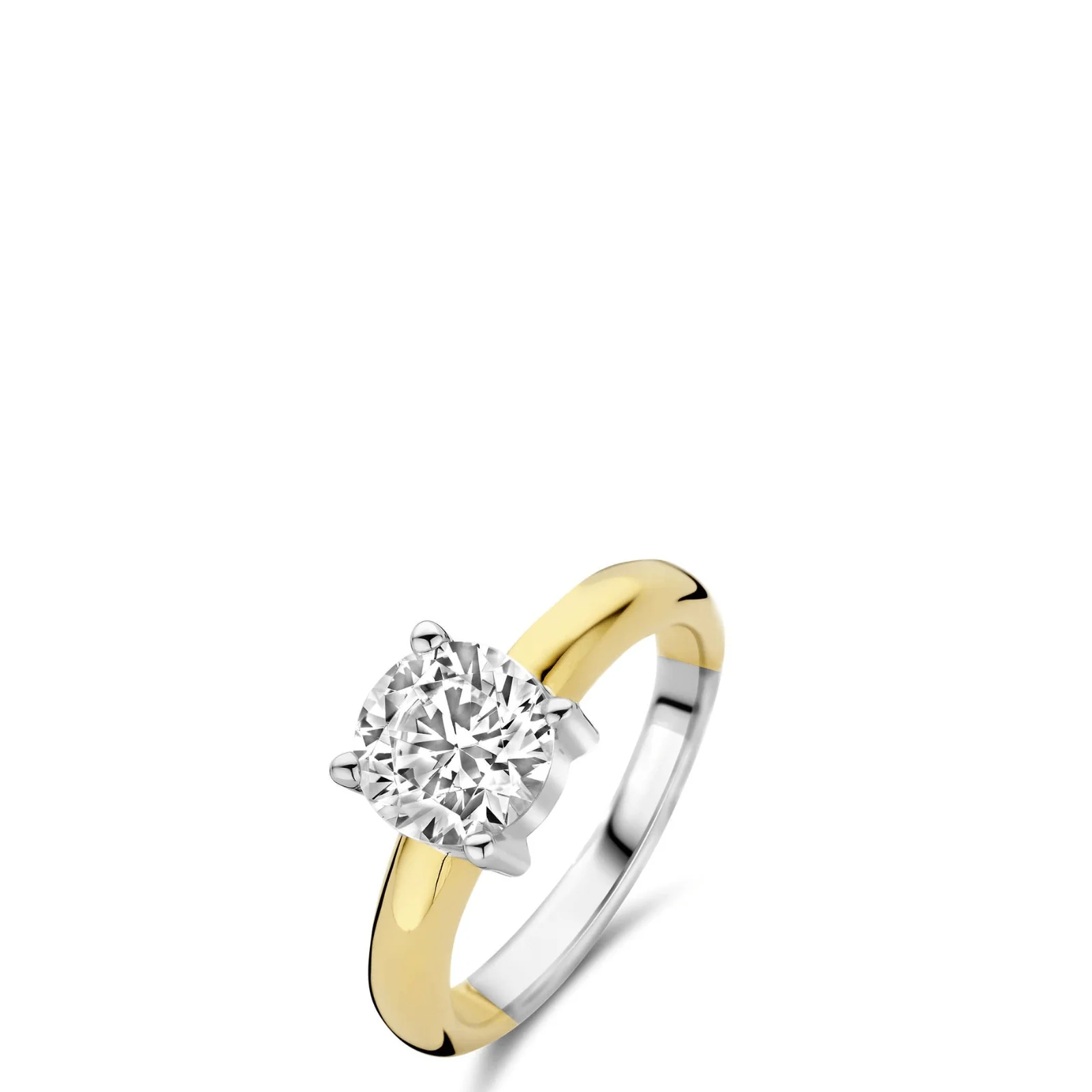 Ti Sento Two Tone Large Solitaire Zirconia Ring