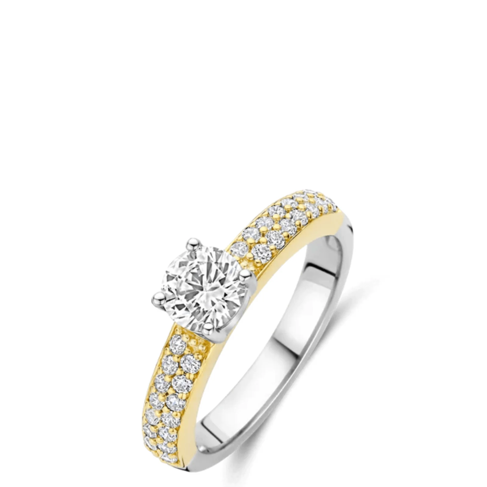 Ti Sento Two Tone Large Single Zirconia Ring