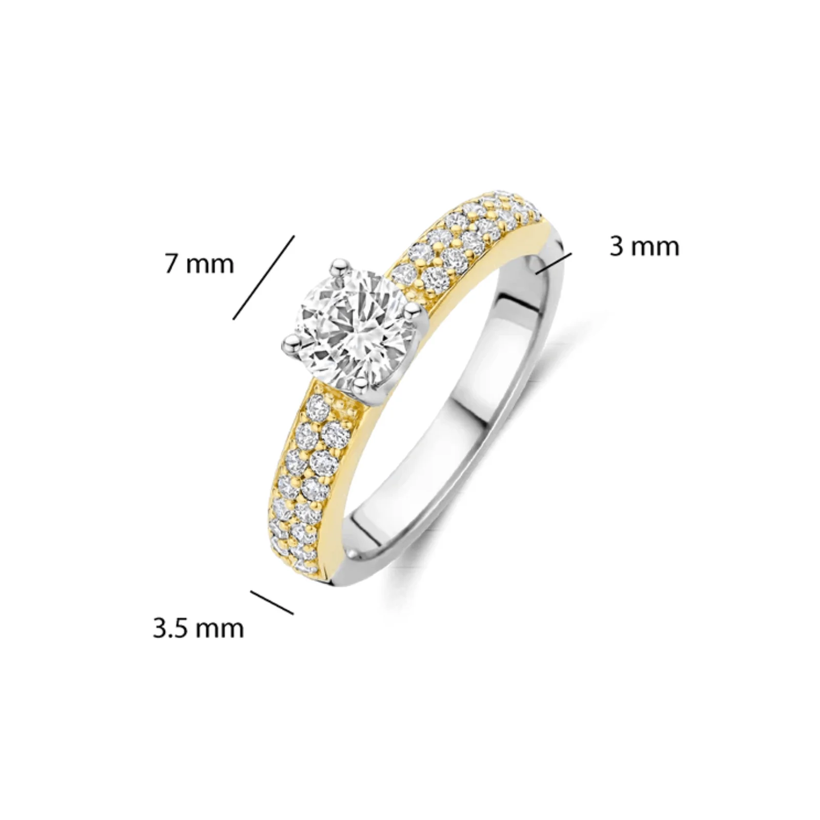 Ti Sento Two Tone Large Single Zirconia Ring - Image 3