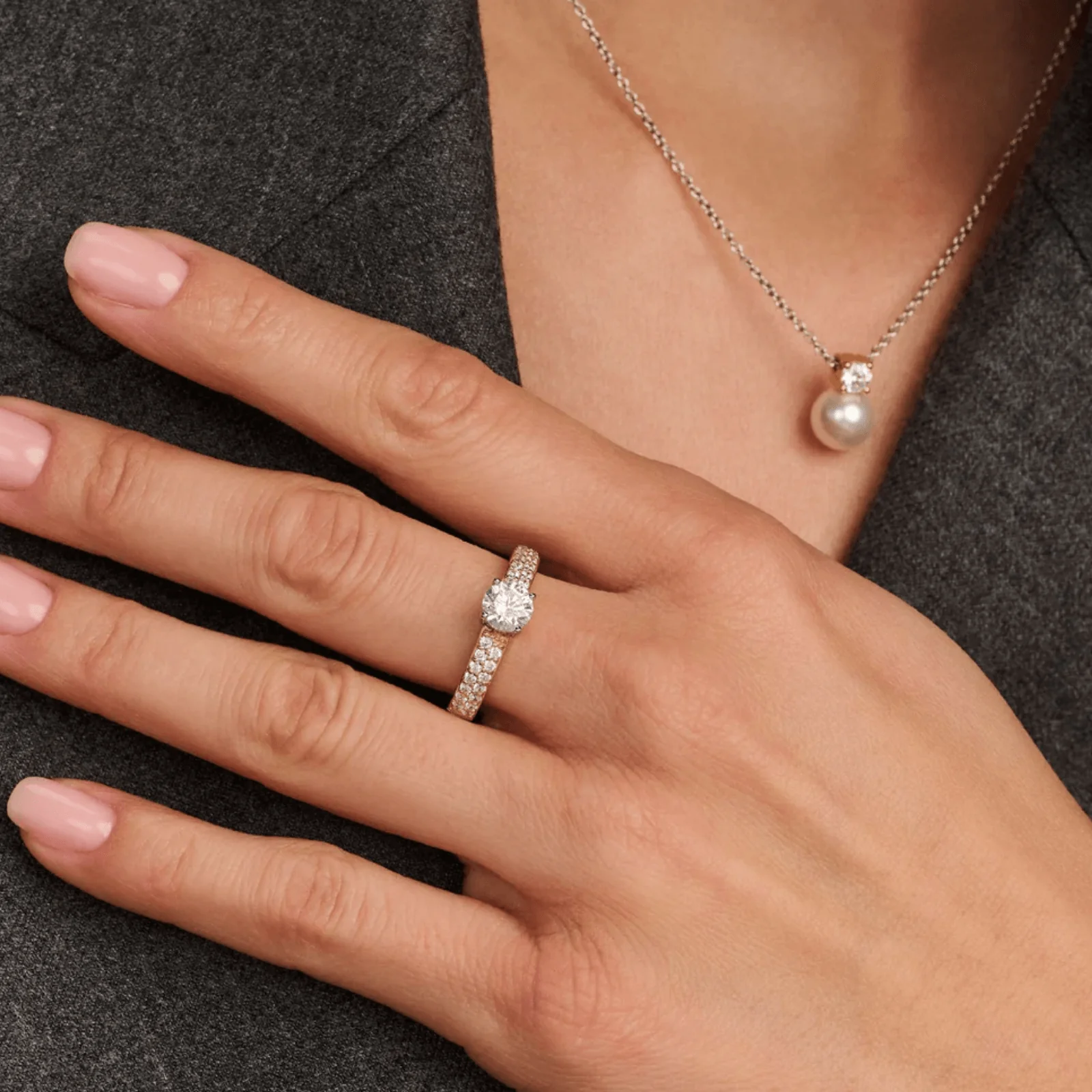 Ti Sento Two Tone Large Single Zirconia Ring - Image 4