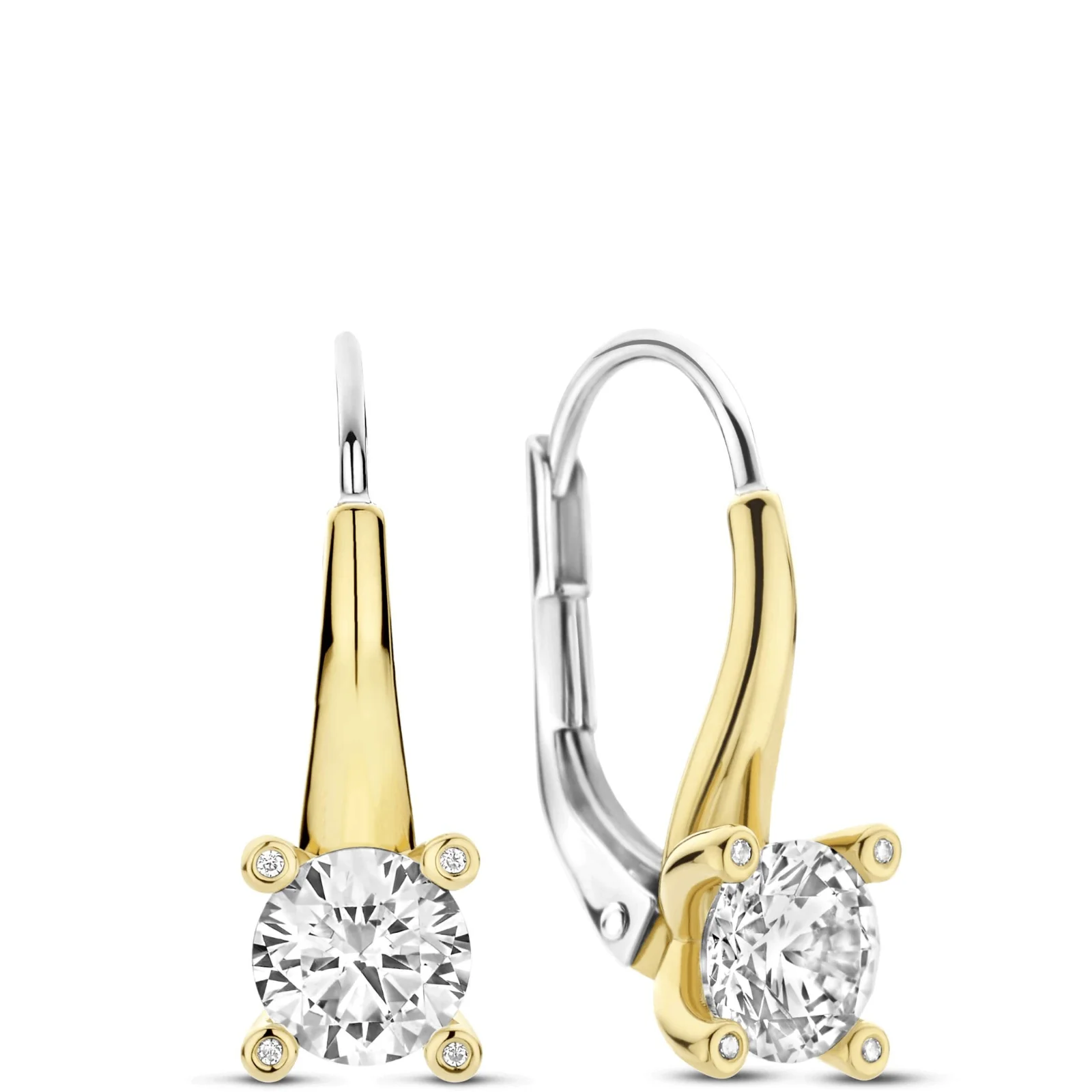 Ti Sento Two Tone Leverback Hoop Earrings