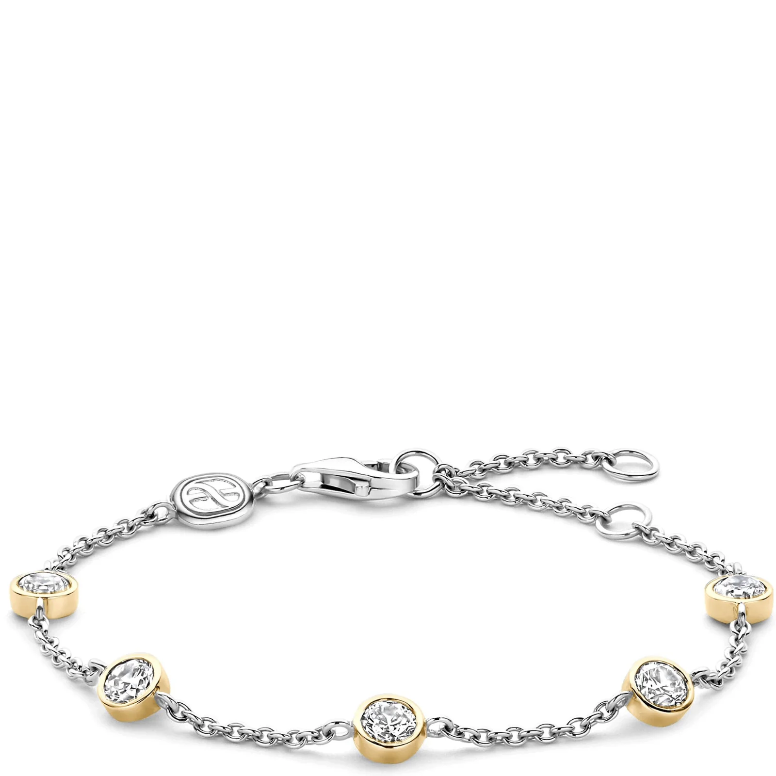 Ti Sento Two Tone Multi Crystal Dainty Bracelet