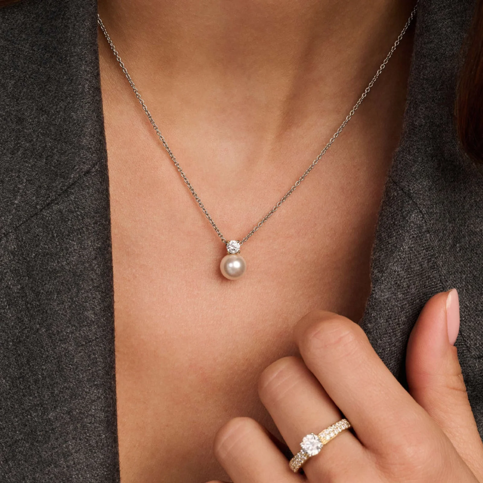 Ti Sento Two Tone Pearl Pendant Necklace - Image 4