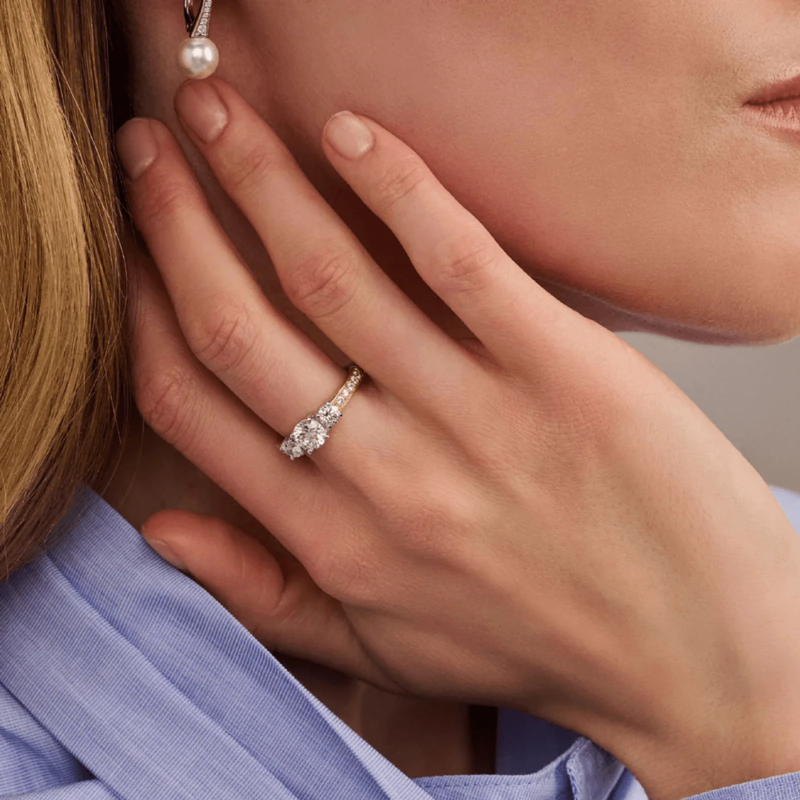 Ti Sento Two Tone Triple Round Zirconia Ring - Image 5