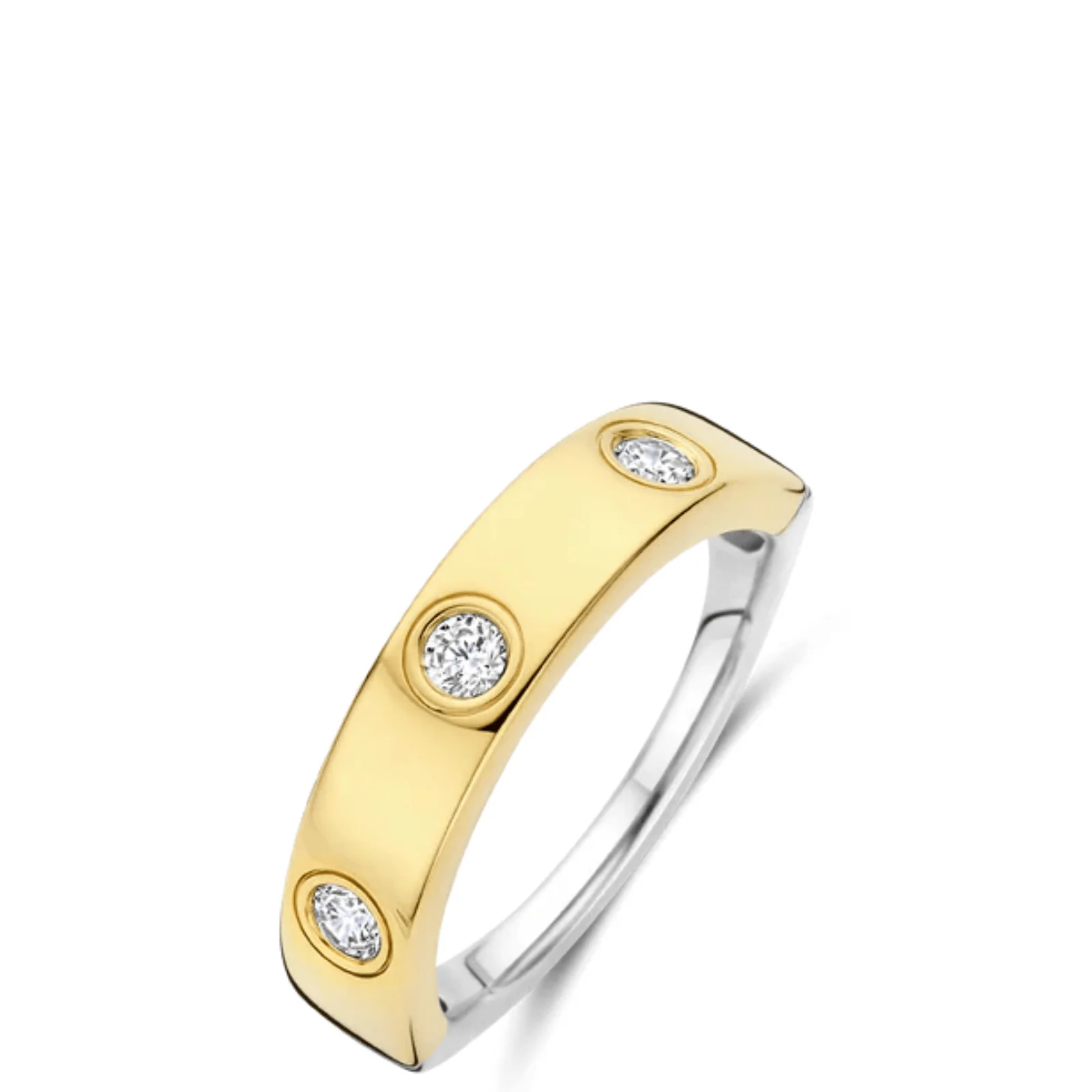 Ti Sento Two Tone Triple Zirconia Band Ring
