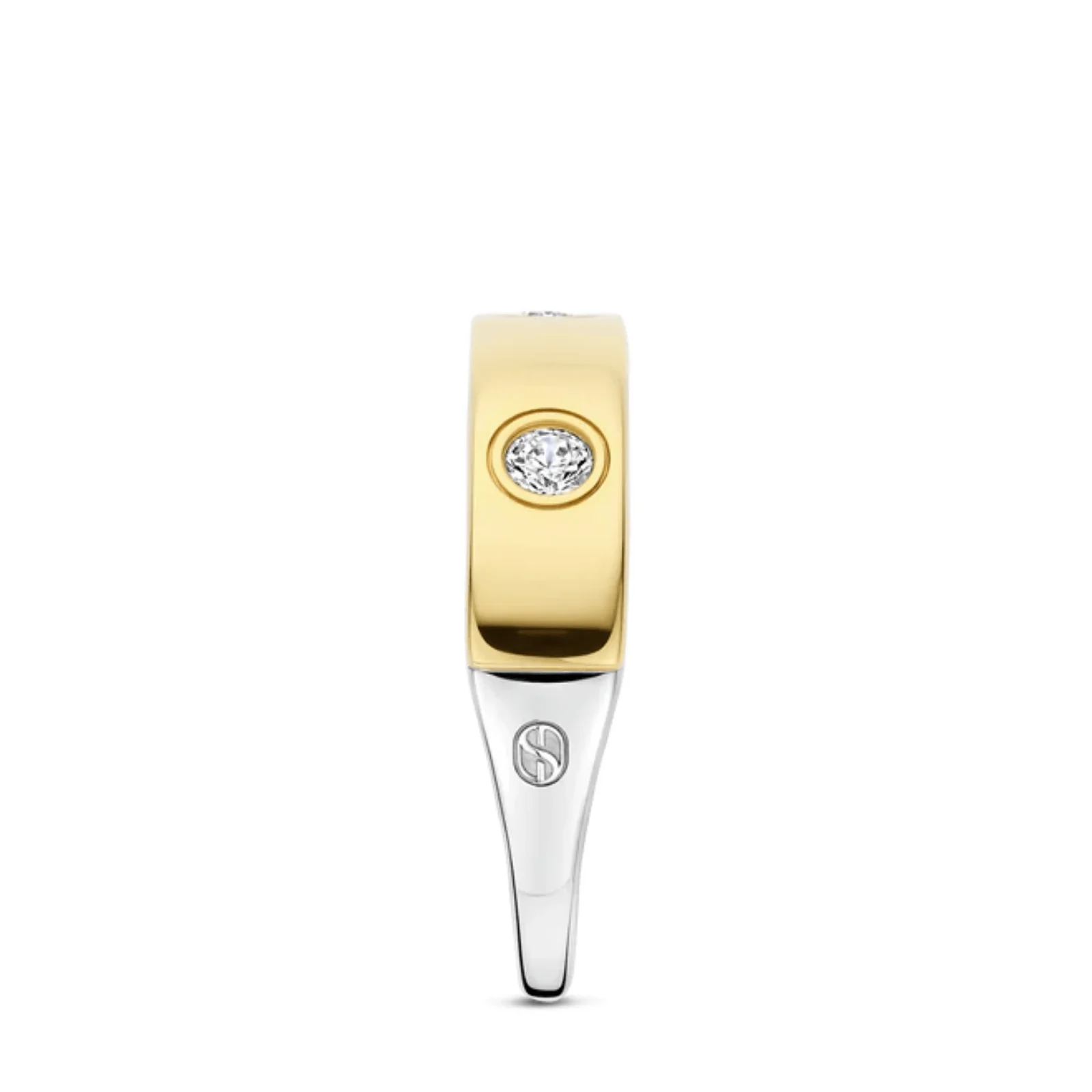 Ti Sento Two Tone Triple Zirconia Band Ring - Image 2