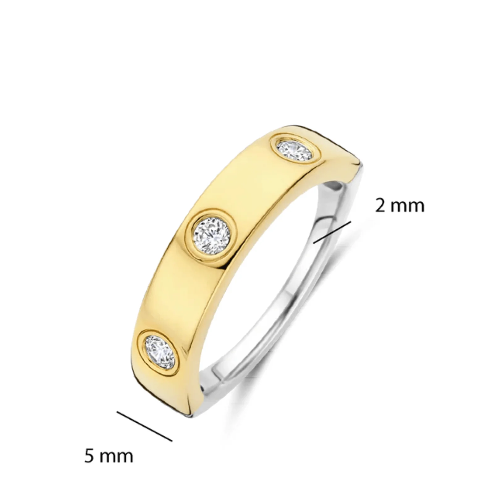 Ti Sento Two Tone Triple Zirconia Band Ring - Image 3